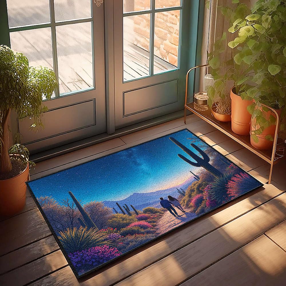 Tapis de cuisine Texas sous un ciel étoilé pour entrée chaleureuse
