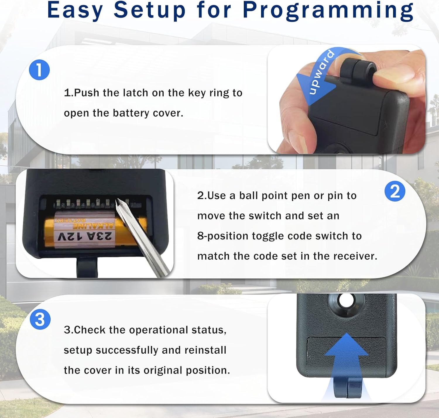 Garage Door Opener Remote for Linear Delta-3 DNT00026 MINI-T 1-Channel Ladybug Miniature Keychain Transmitter Remote 310MHz 8 Dip Switch Garage Door Transmitter(1 Pack)