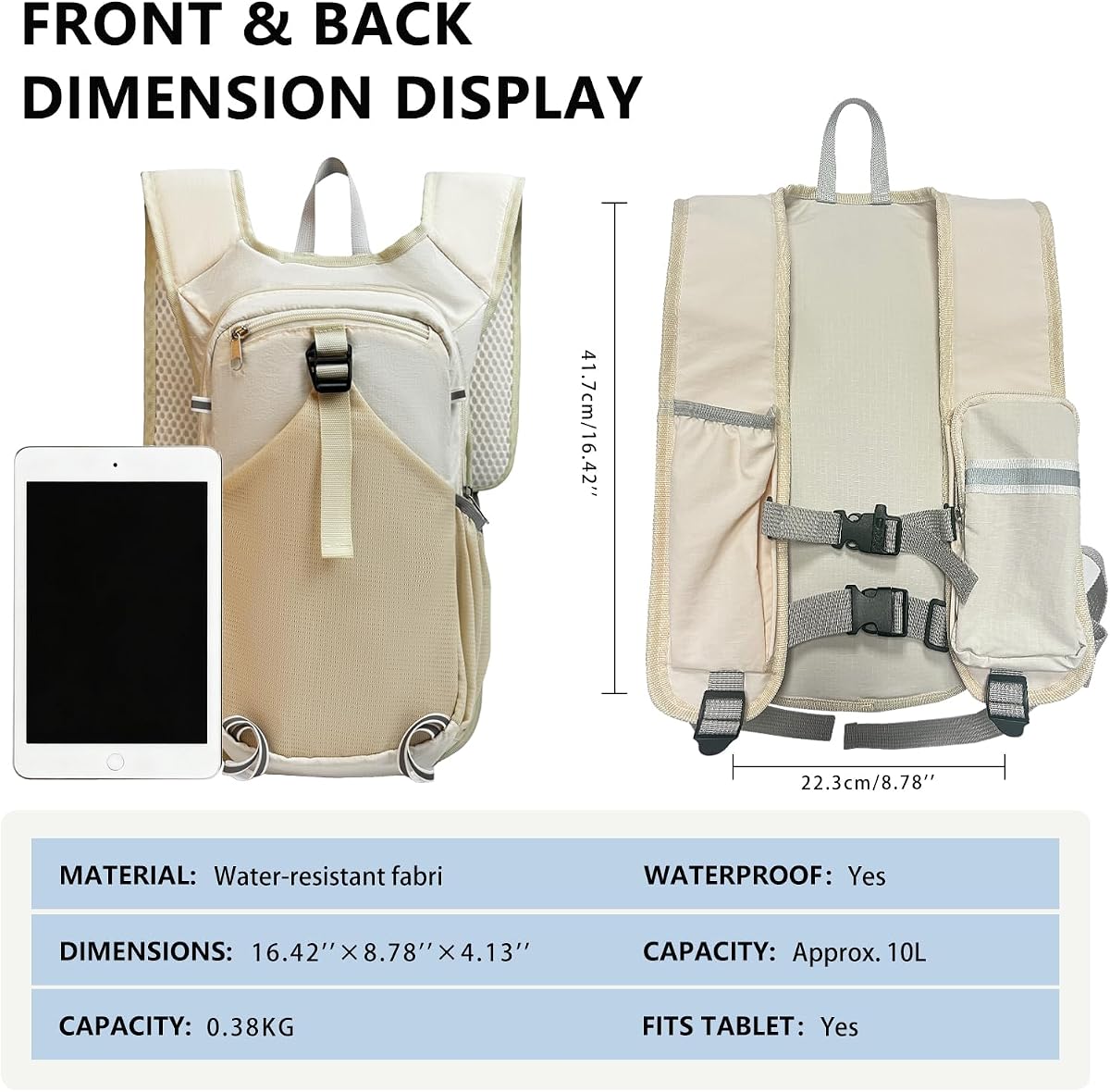 SSZYace Small Hiking Backpack for Women Men Lightweight Travel Camping Backpacks for Men Women Hiking Daypacks 10l Hiking Backpacks Backpacking Gear for Girls Boys Daypack Hikings Backpack Beige