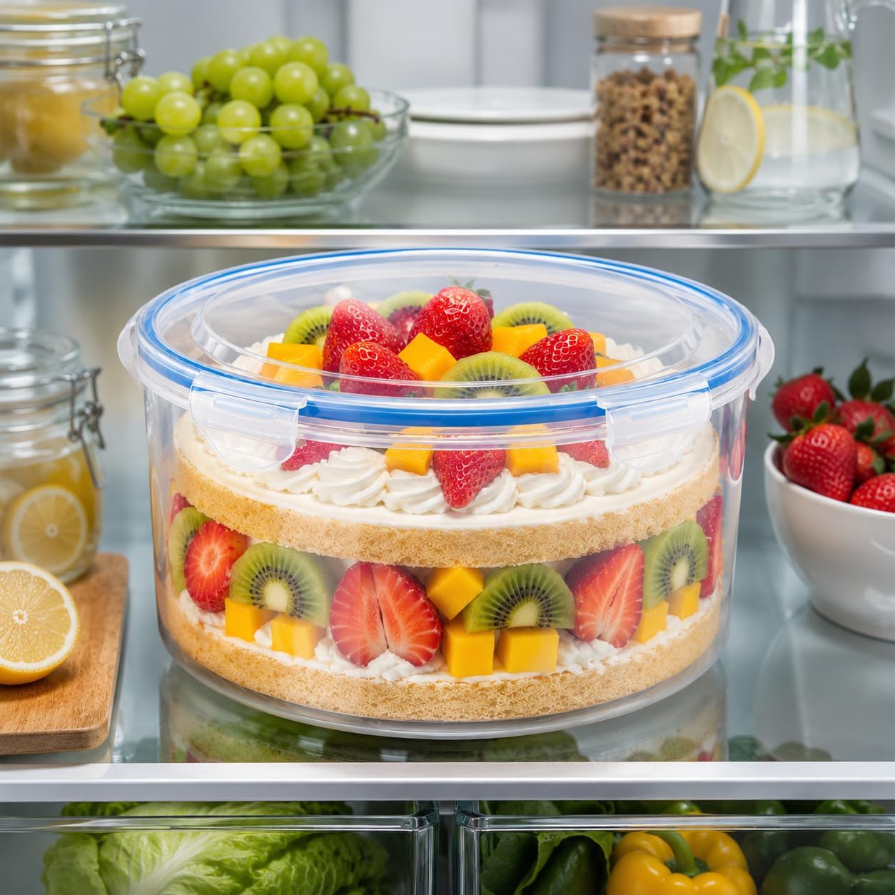 Cake Bowl with Lid, Food Crisper for Kitchen Storage, Trifle Bowl Dessert Server, Fruit Salad Holder, Tiramisu Box, Popcorn Snacks, Cupcake Carrier and Cake Storage Container for Home Parties