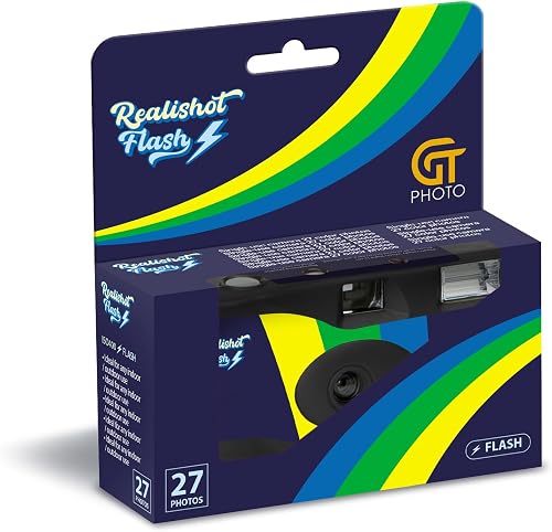 GT PHOTO - Appareil Photo Jetable Realishot Flash, 27 Photos, Idéal pour Événements, Voyages, Souvenirs - Prise en Main Simple - Gris - 6