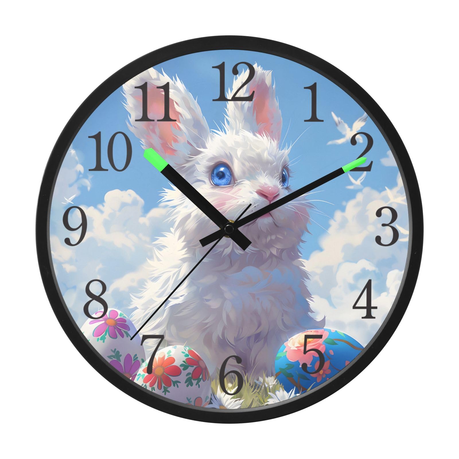 Horloge murale silencieuse décorative de Pâques, cadeau idéal pour chambre