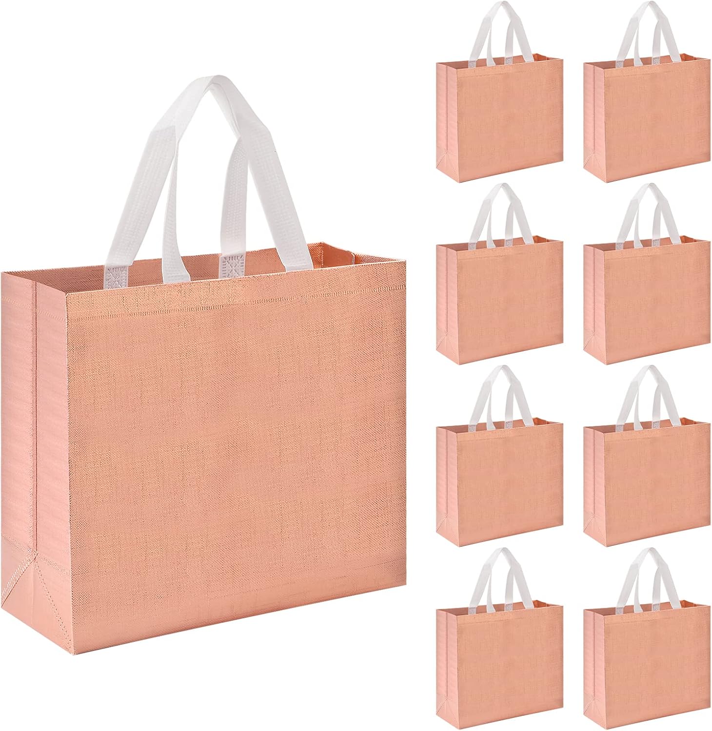 8PCS Bridesmaid Gift Bags Set, Nonwoven Reusable Rose Gold Gift Bags