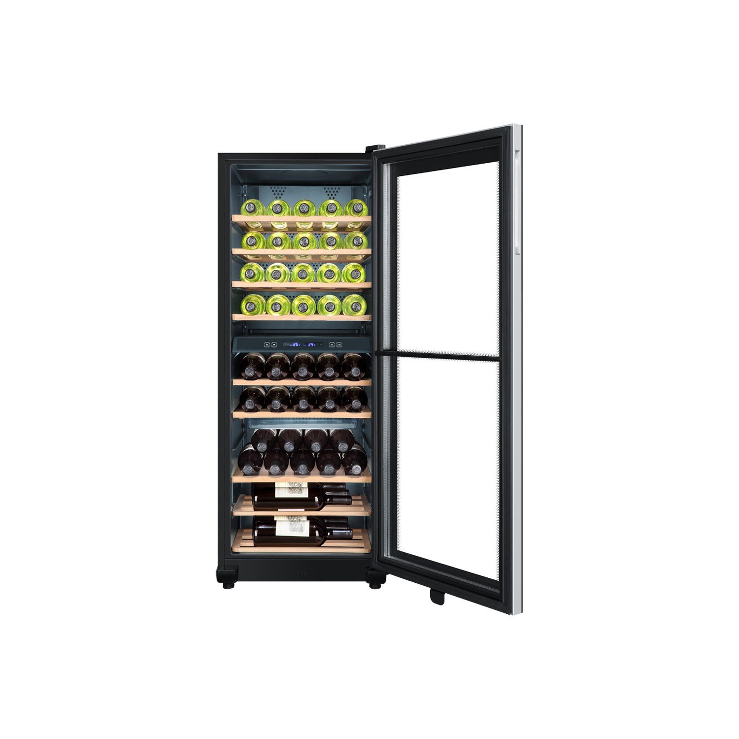 Haier WS49GDB Weinkühlschrank / 127.0 cm Höhe/Kühlteil/Gefrierteil/UV undurchlässige Glasscheibe / 2 Zonen Energieklasse B/schwarz