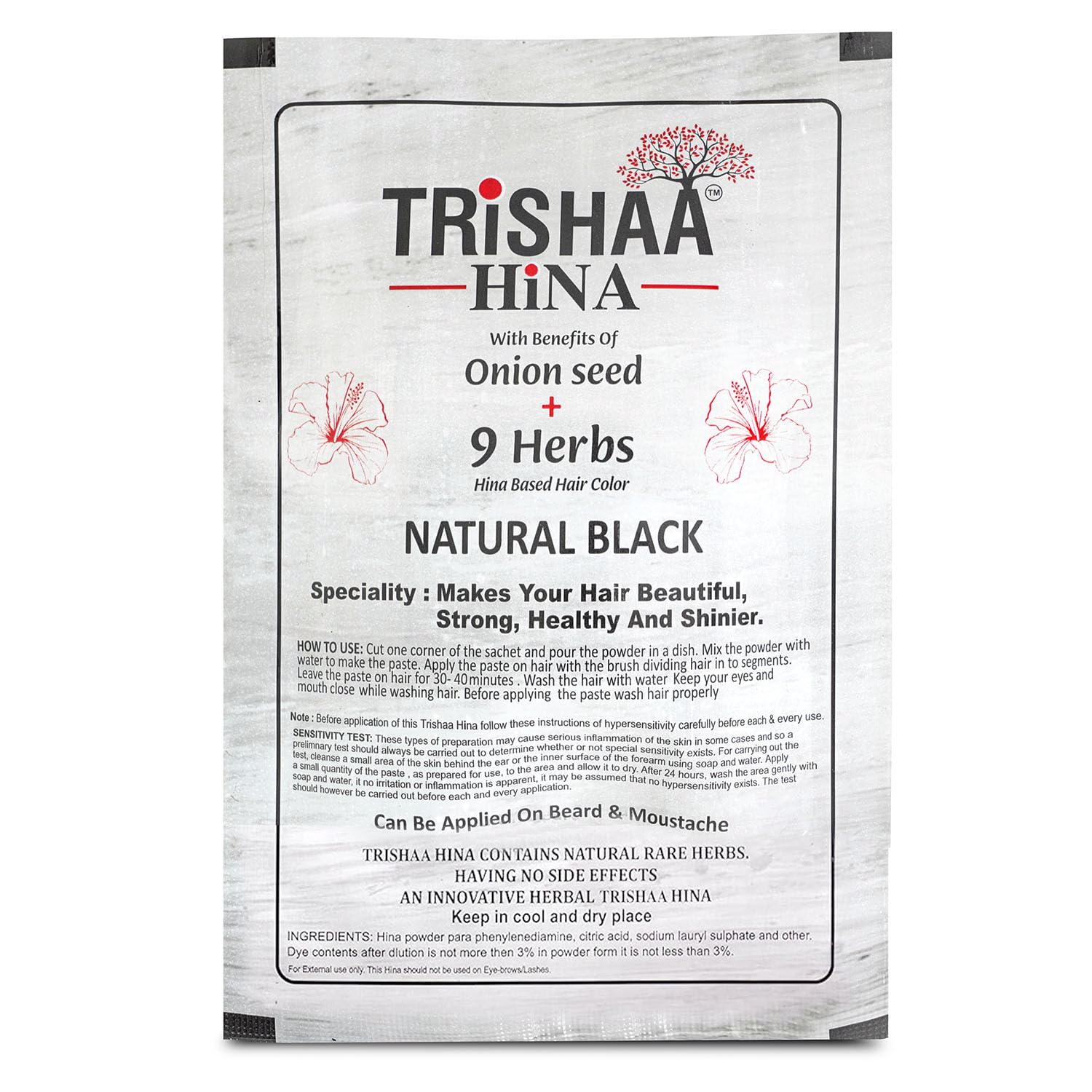 Emily TRISHAA HINA Natural Henna Powder | Chemical-Free Hair Color for Men & Women | Natural Black | 40g-image-31