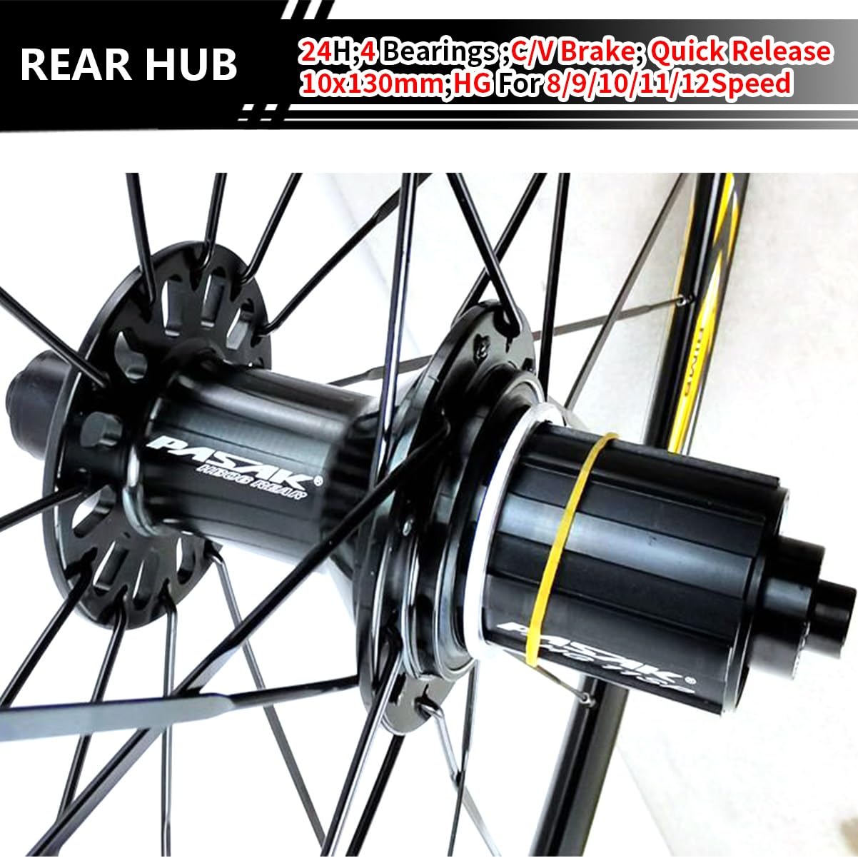 Juego de ruedas para bicicleta de carretera 700C con freno C/V y liberación rápida, ruedas delanteras y traseras con radios planos, bujes de 20/24 orificios para cassette de 8/9/10/11/12 velocidades.
