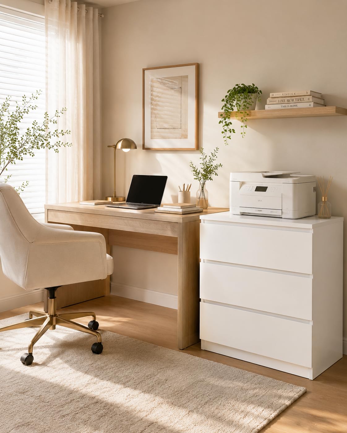 Comodino Camera da Letto, Cassettiera Salvaspazio Bianca con 3 Cassetti, Cassettiera Legno 70 x 40 x 75 cm, Comò Camera da Letto Moderno per Soggiorno e Corridoio