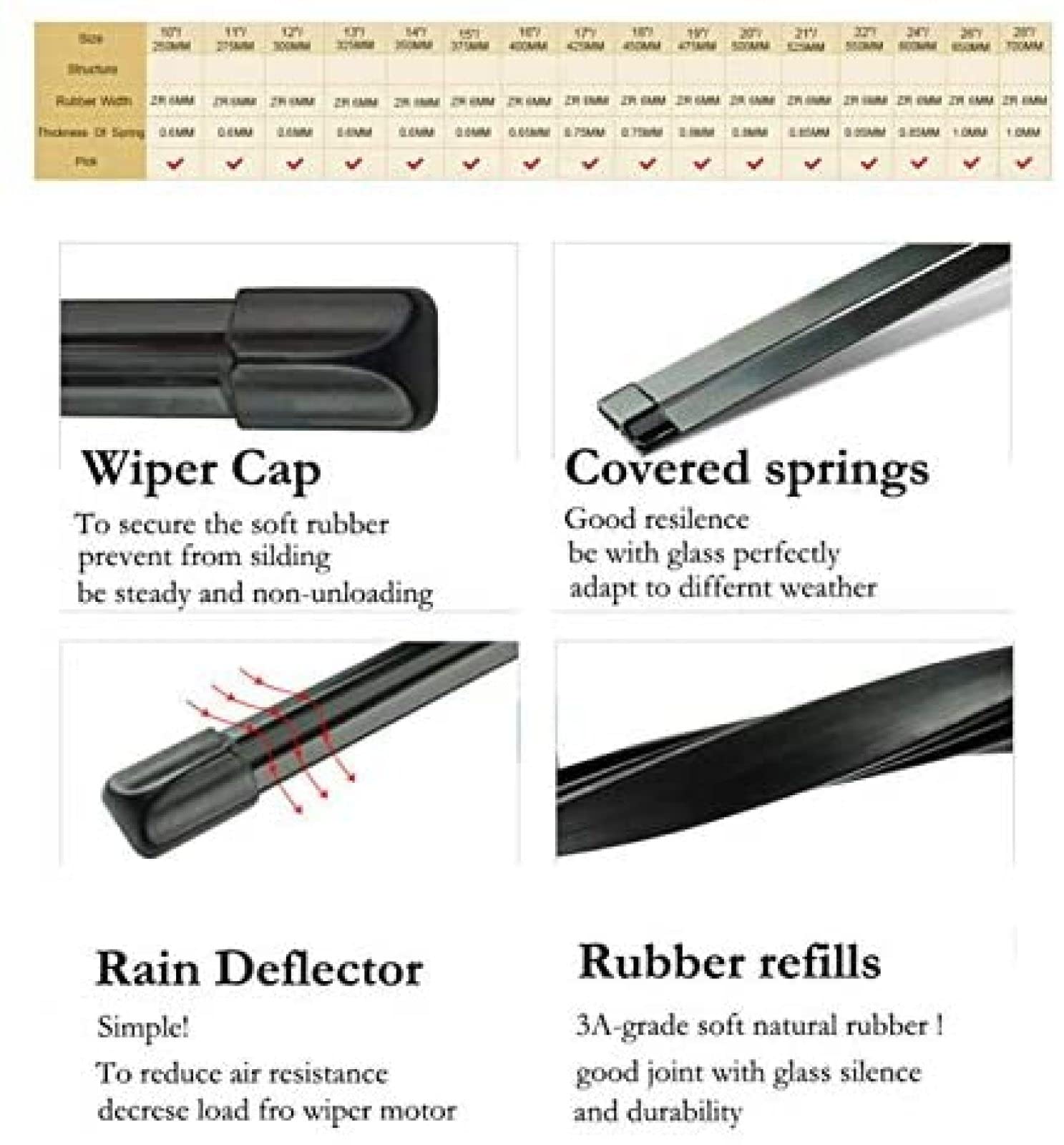 Front Windscreen Wiper Blades For Ford Mondeo 2007-2015 - Pair, 2619-603183