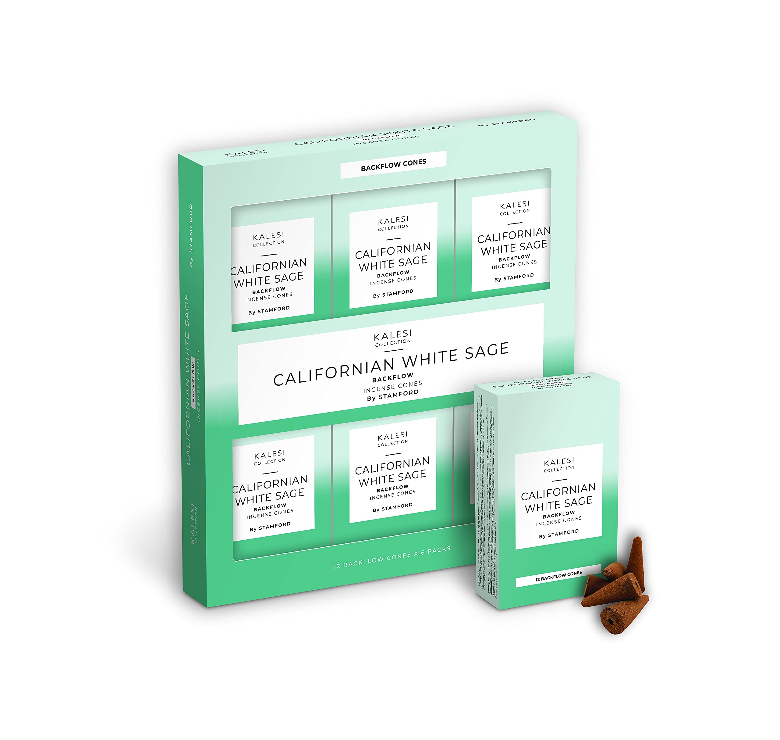Kalesi Collection Californian White Sage Backflow The By Stamford Incense Cones - Pack Of 6
