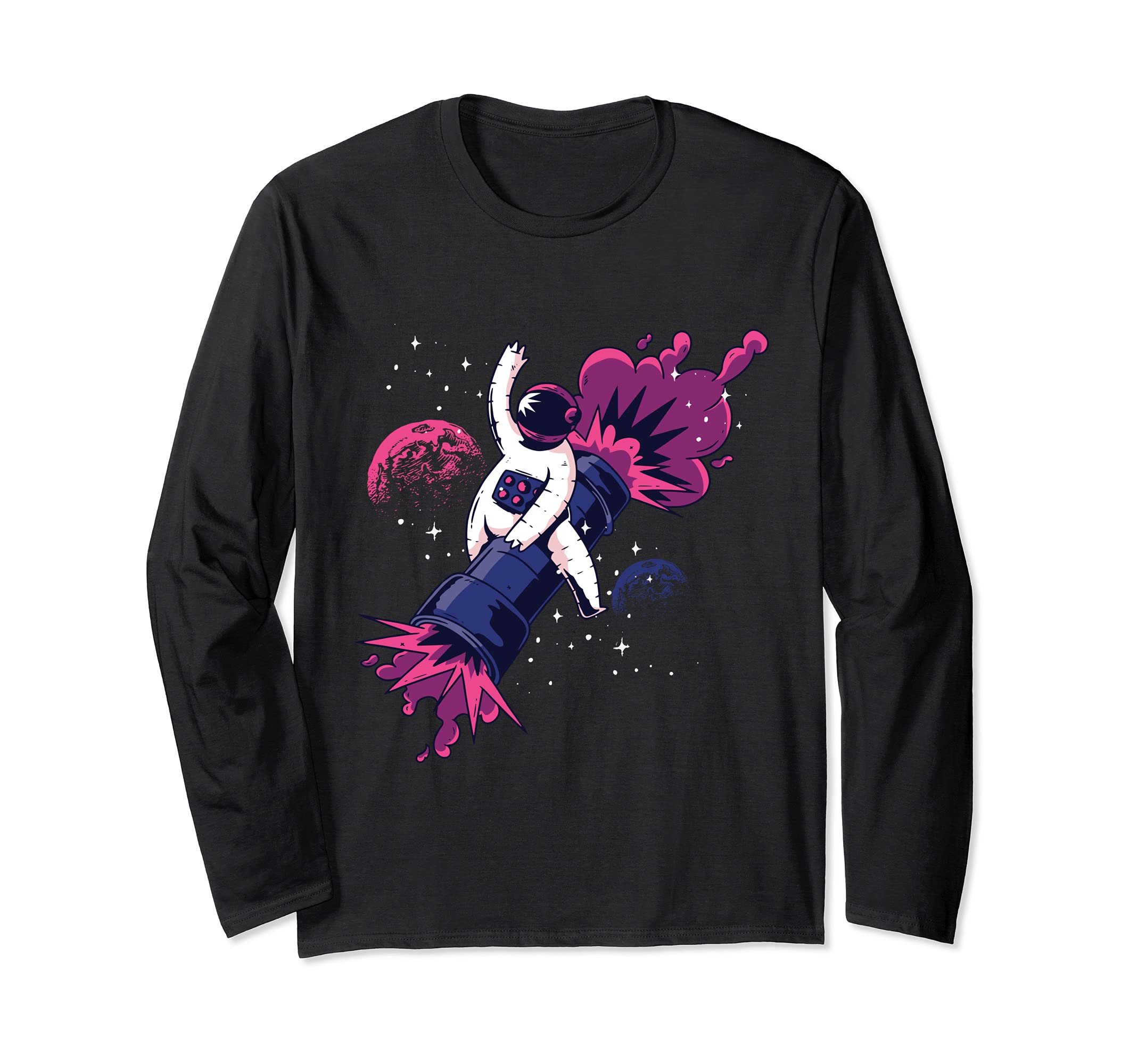 Astronaut Blasting to the Moon and Stars Long Sleeve T-Shirt