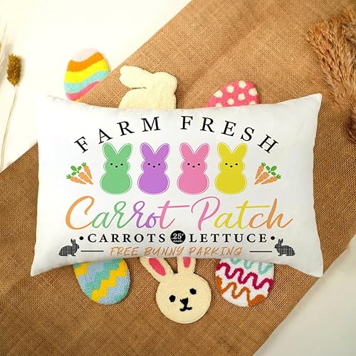 Miniatura 2 de Rguct Fundas de almohada de Pascua de 12 x 20 pulgadas, silueta blanca y negra, conejo, decoración de granja de Pascua, almohadas de conejos de