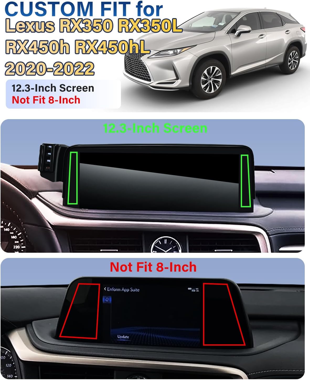 SKYLOTEC Phone Mount for Lexus RX350 RX350L RX450h RX450hL 2020-2022, Magnets Wireless Charger Phone Holder Compatible with MagSafe, 12.3-Inch Screen Cradles Bracket for Cell Phones