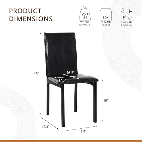Miniatura 3 de Homelegance Tempe PU Silla de comedor tapizada (juego de 4), marrón (2601) Marrón,Negro -,Marrón oscuro