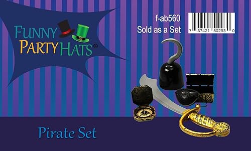 Vista 14 de Funny Party Hats Disfraz de pirata para niños, juego de 9 piezas, accesorios de pirata, ropa de vestir Disfraz de pirata 9 piezas