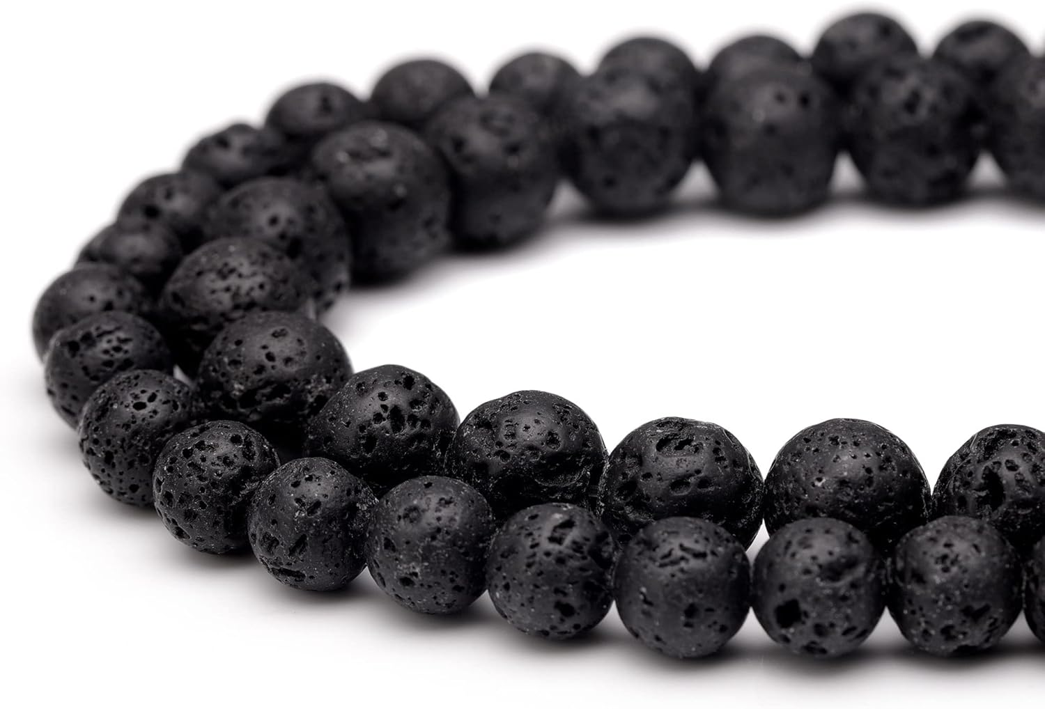 Youngbling Natural Gemstone Beads for Jewelry Making,6mm Black Lava Polished Round Smooth Stone Beads for Bracelet Necklace 15 Inch - Image 3