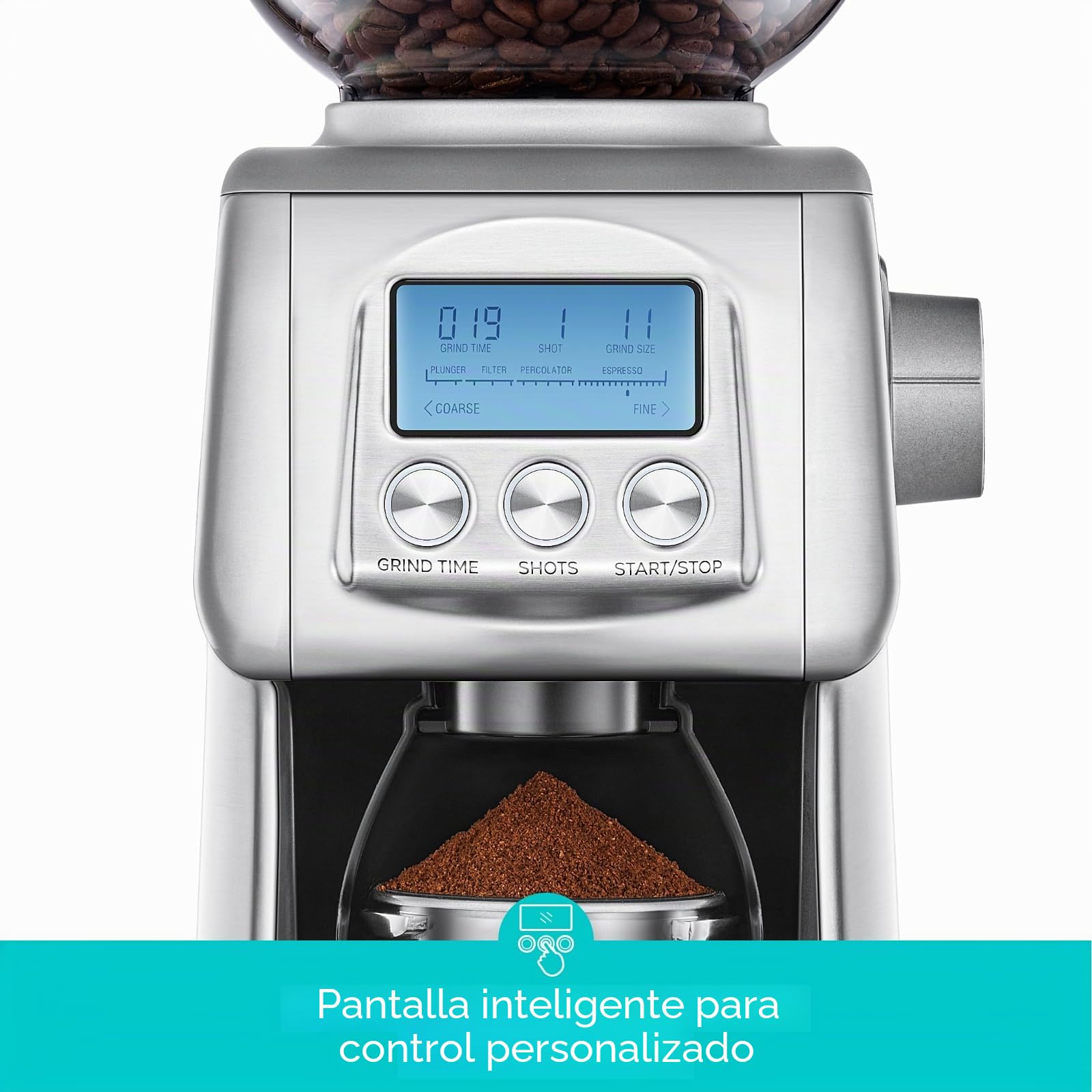 CASABREWS Molinillo de Café Eléctrico con 77 Niveles de Molido, Muelas Cónicas de Acero Inoxidable, Soporte Desmontable y Contenedor, Ajuste de Espresso a Prensa Francesa