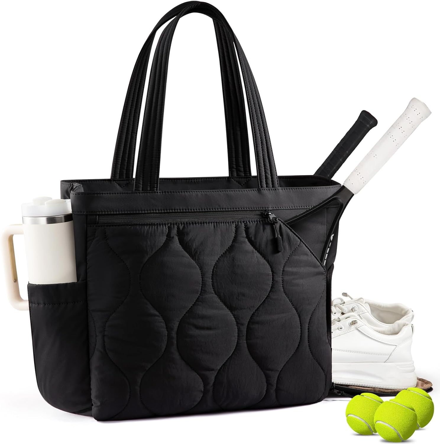 Sucipi Tennis Gym Bag for Women - Tennis Tote Bag Holds 2 Rackets with Shoe Compartment & Wet Pocket, Water-Resistant Duffel Bags fits up to 15.6" Laptop for Travel