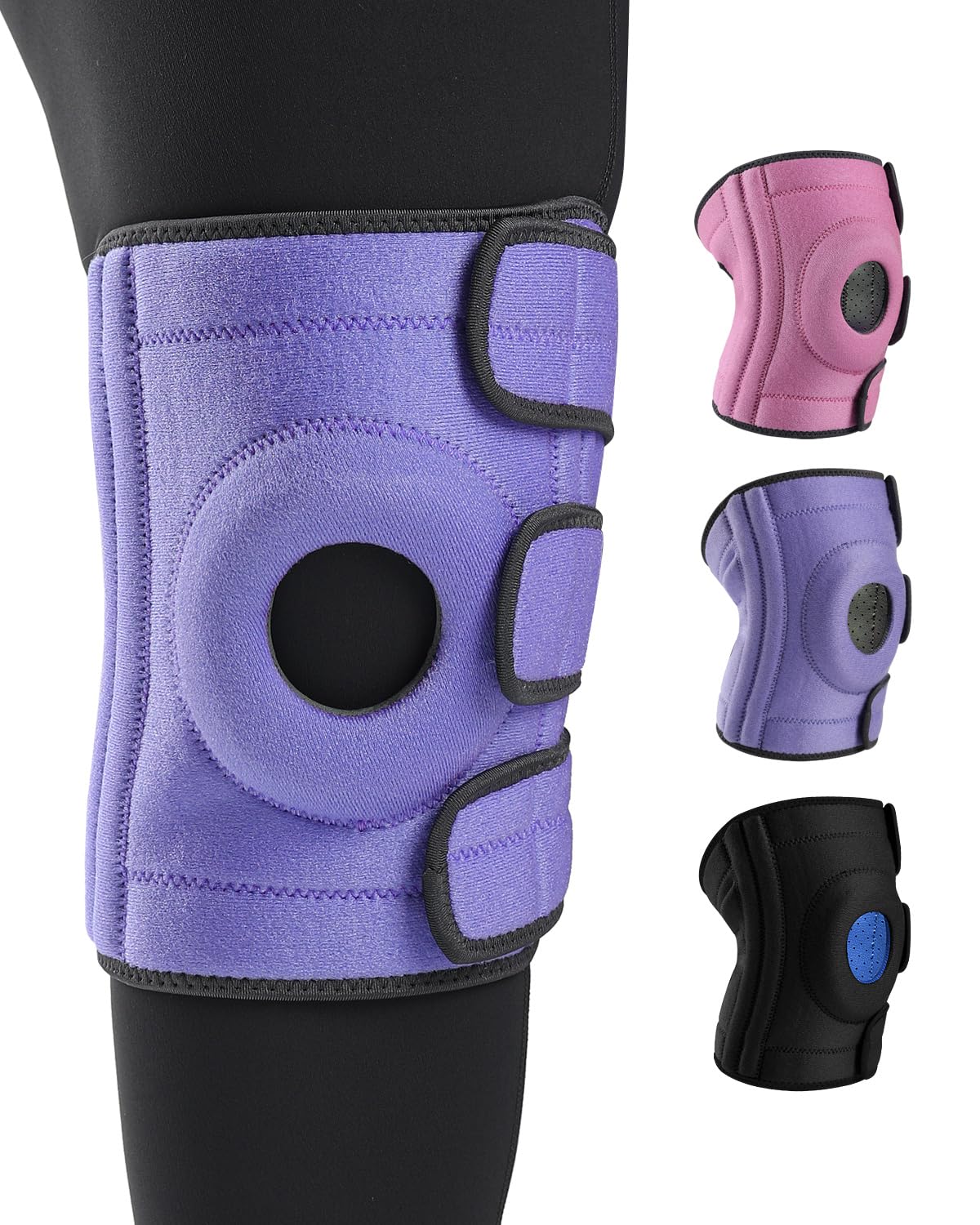 ABYON Medium to Plus Size Knee Support for Big Legs, Triple Strap Adjustable Knee Brace with Side Stabilisers, Non-Slip Knee Wrap for Arthritis,Meniscus Tear, ACL, Pain Relief, Stability for Women Men
