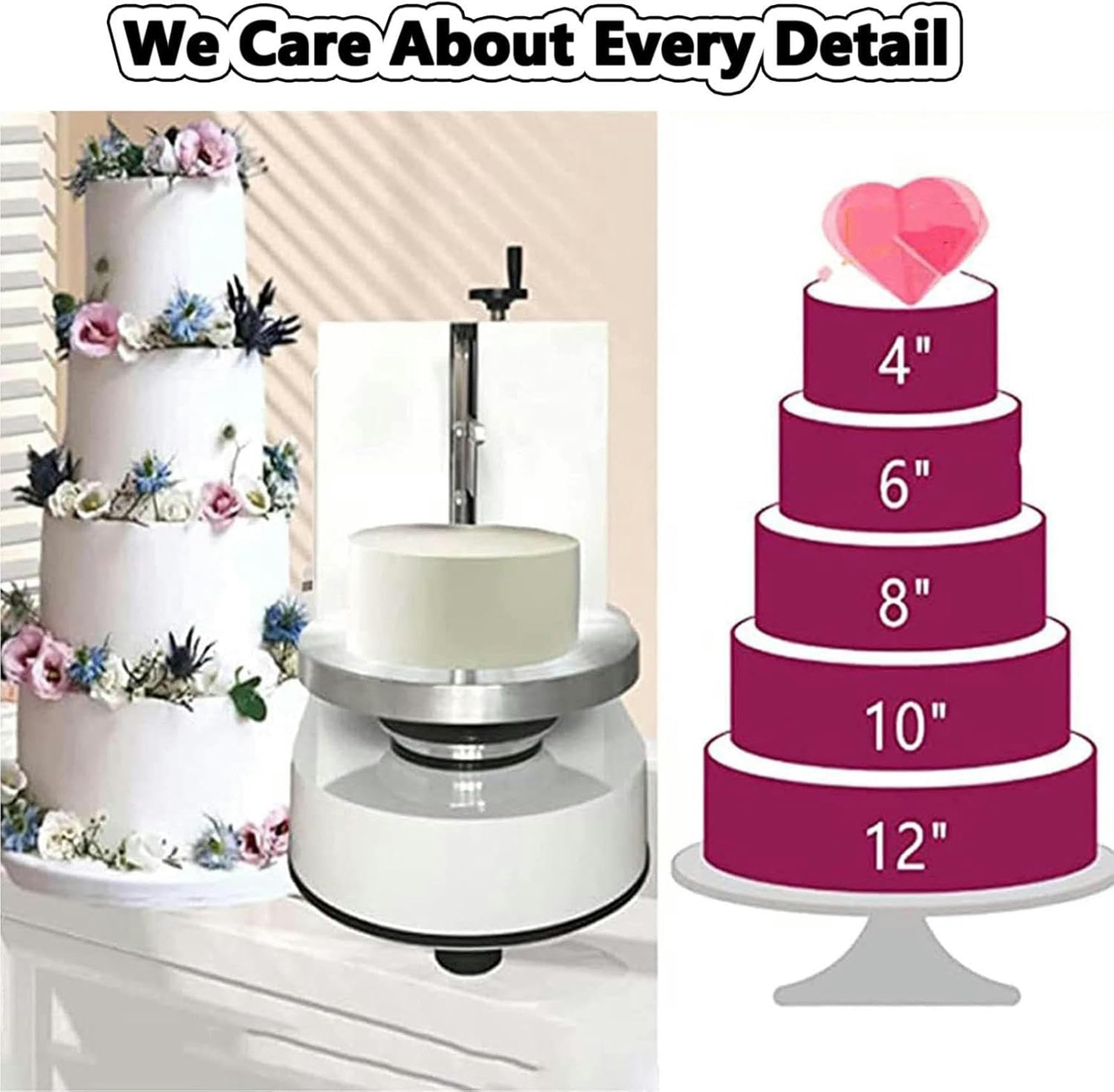 Máquina de recubrimiento para esparcir crema para pasteles, crema para pasteles de cumpleaños, máquina de decoración de recubrimiento suave, esparcidor de crema para pasteles de 4 a 12 pulgadas,Pink