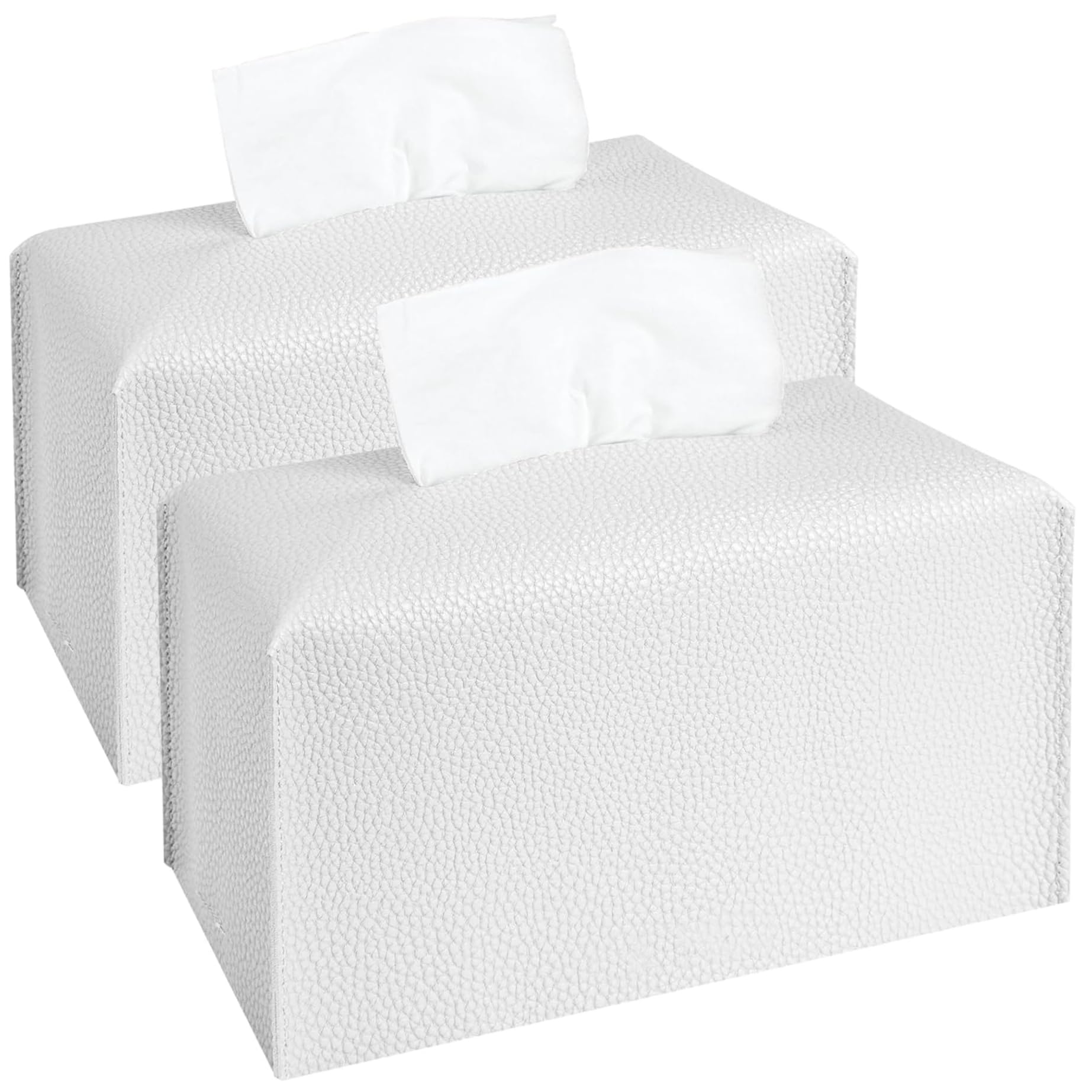 Faroby Leather Tissue Box Cover 2Pcs 9x5x5 Rectangle Elegant Modern for Tabletop Bathroom Car