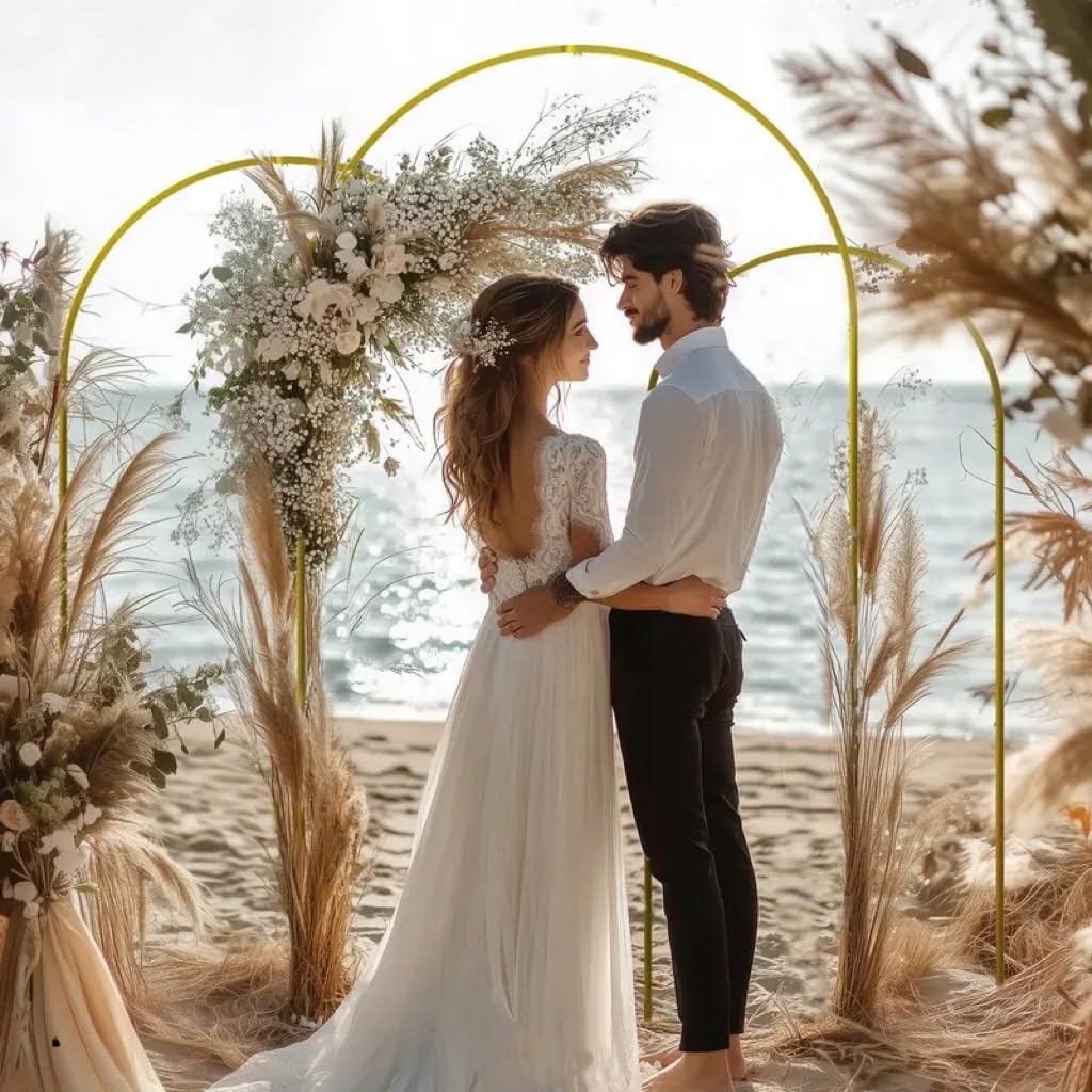 Arco per palloncini dorato 220x120 cm con pesi | Struttura in metallo dorato 220x120 cm, pesi inclusi, per palloncini, foto ed eventi