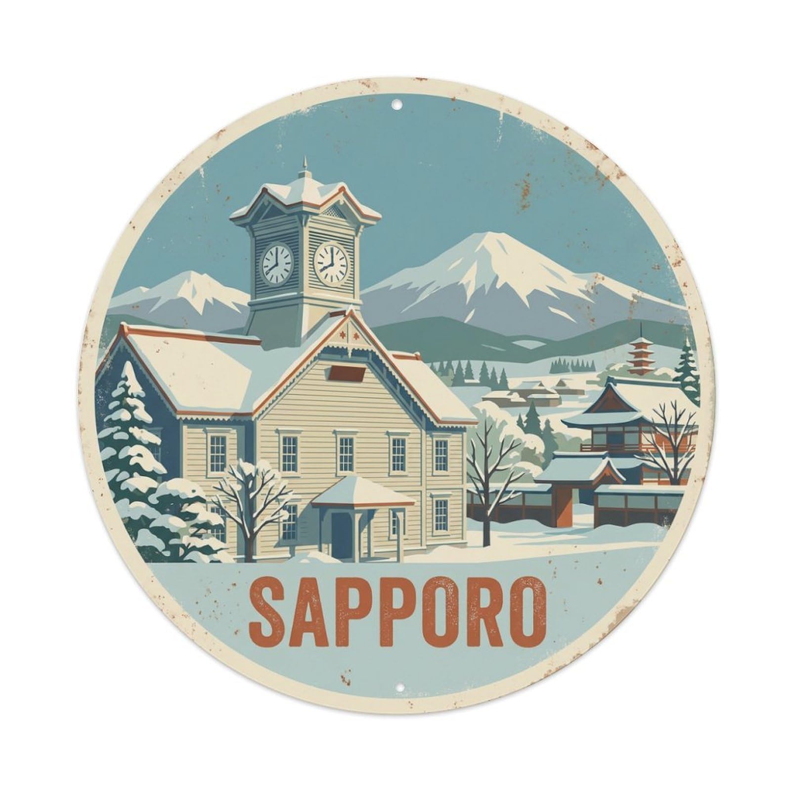 Fqnyr Style Metal Tin Sign Retro Japan Travel Sapporo
