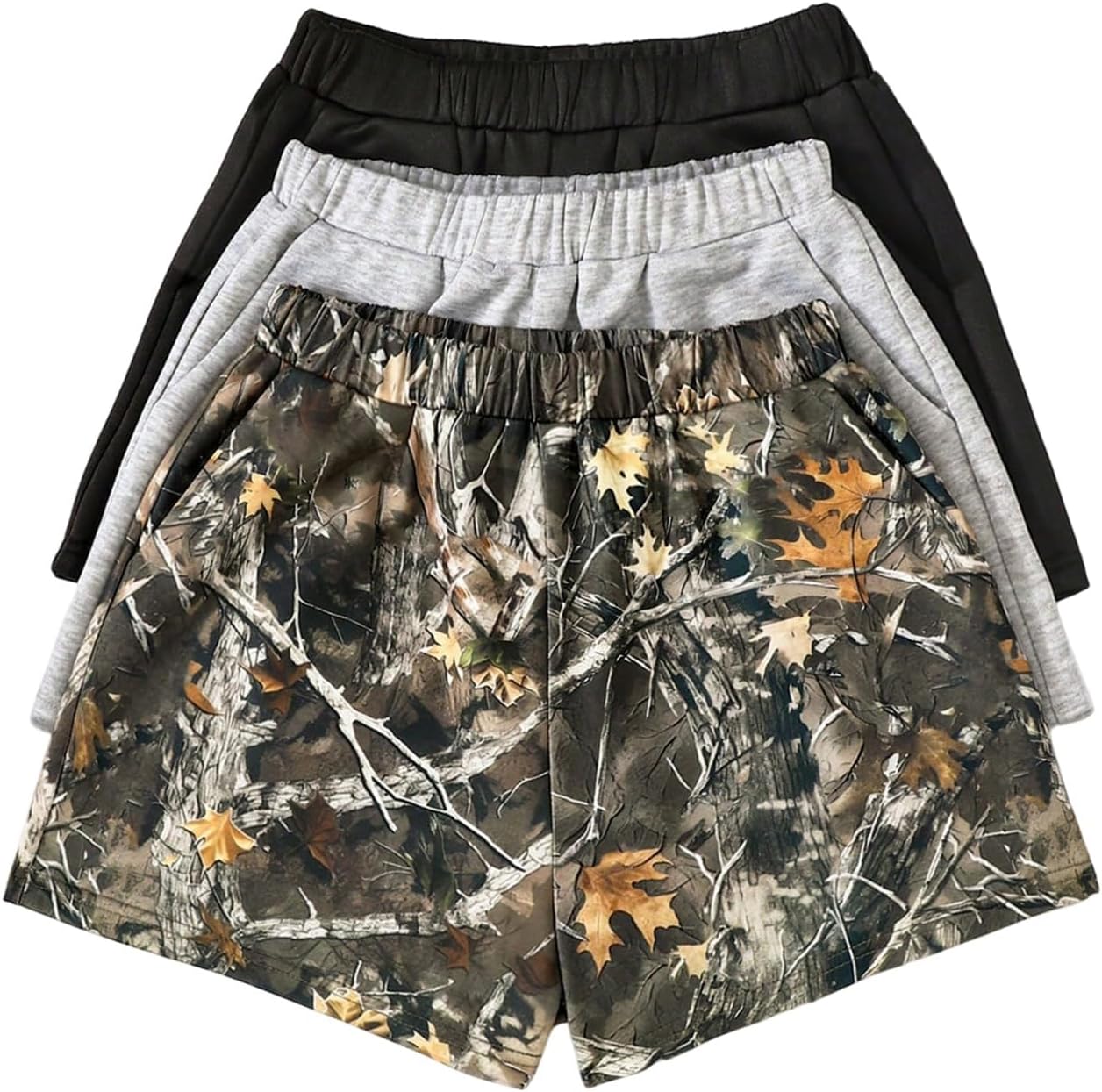 SOLY HUX Girl's Elastic Waist Sweat Shorts 3 Packs Casual Summer Shorts Street Wear