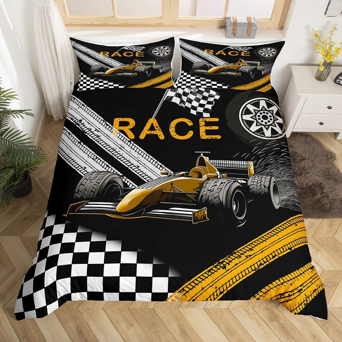 Erosebridal Cartoon Car Kids Duvet Cover Toddler Cute Animal Fox Raccoon Bedding Sets Cartoon Train Print Comforter Cover Lovely Sika Deer Sloth Bedspread Cover Equipment Truck Tractor Bedding