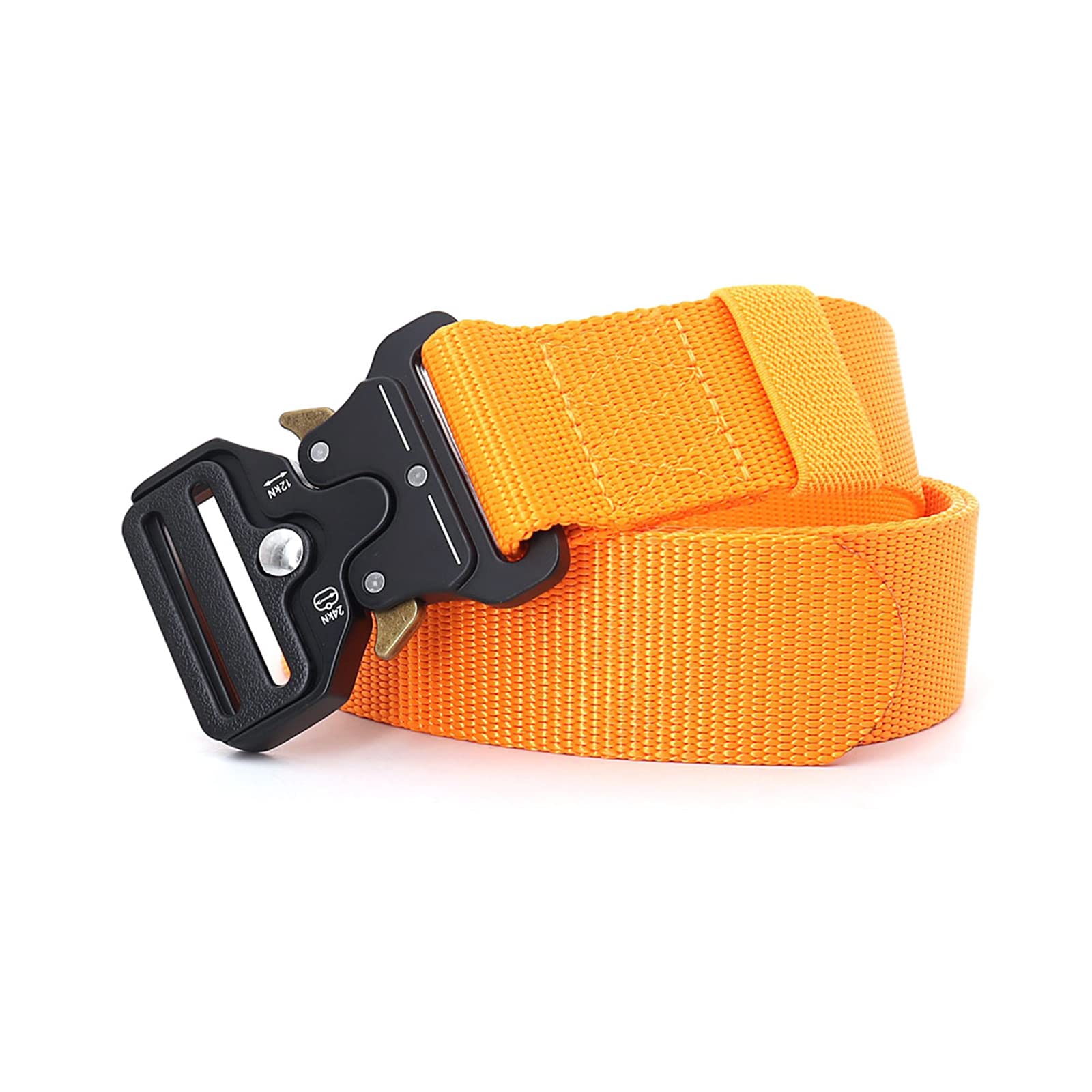 Elegantyl Men's Orange Military Tactical Canvas Belt Casual Jeans Belt Width 3.8 Cm Outdoor Sports Woven Camouflage Nylon, 125Cm