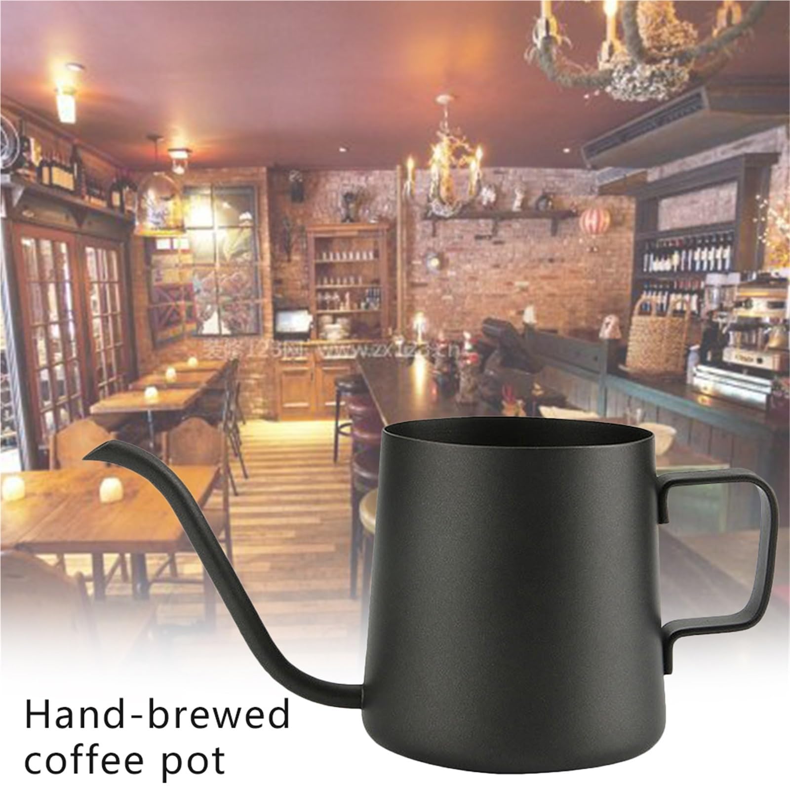 Kaffee Wasserkocher Milchbecher aus Edelstahl 304, handgebrühte Kaffeekanne, hängende Ohrkanne, Kaffeezubehör, Schwanenhals-Teekessel, Kaffeezubehör 250 ml Für Kaffee，Tee