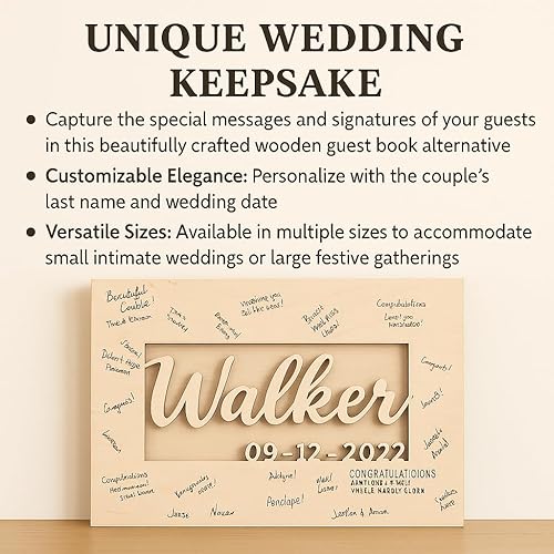 Miniatura 5 de Alternativa personalizada para libro de invitados de boda  Libro único de registro de boda con apellido cortado personalizado para recepción de boda