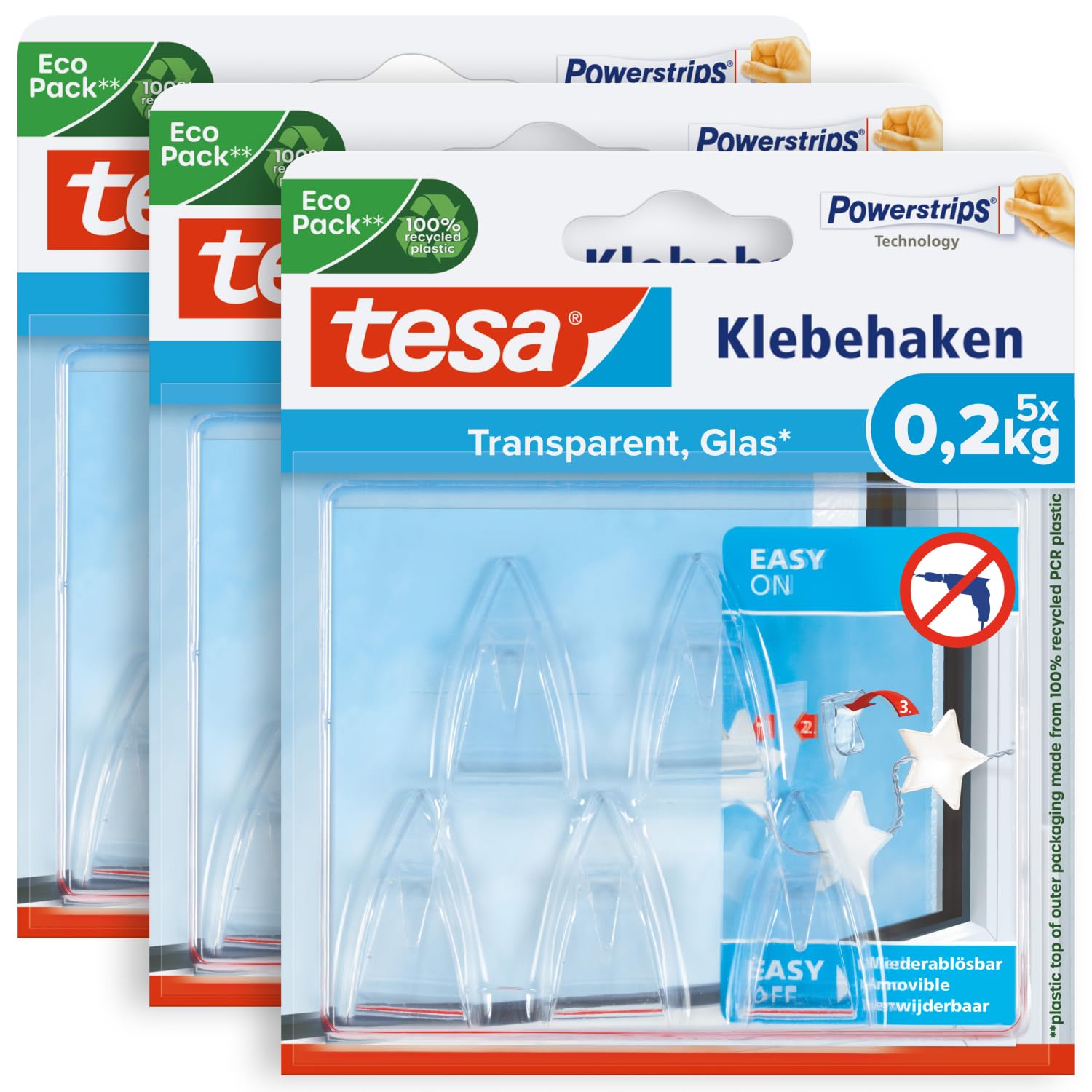 tesa 58900-00500-04 Powerstrips small Adhesive hook 15pcs transparent