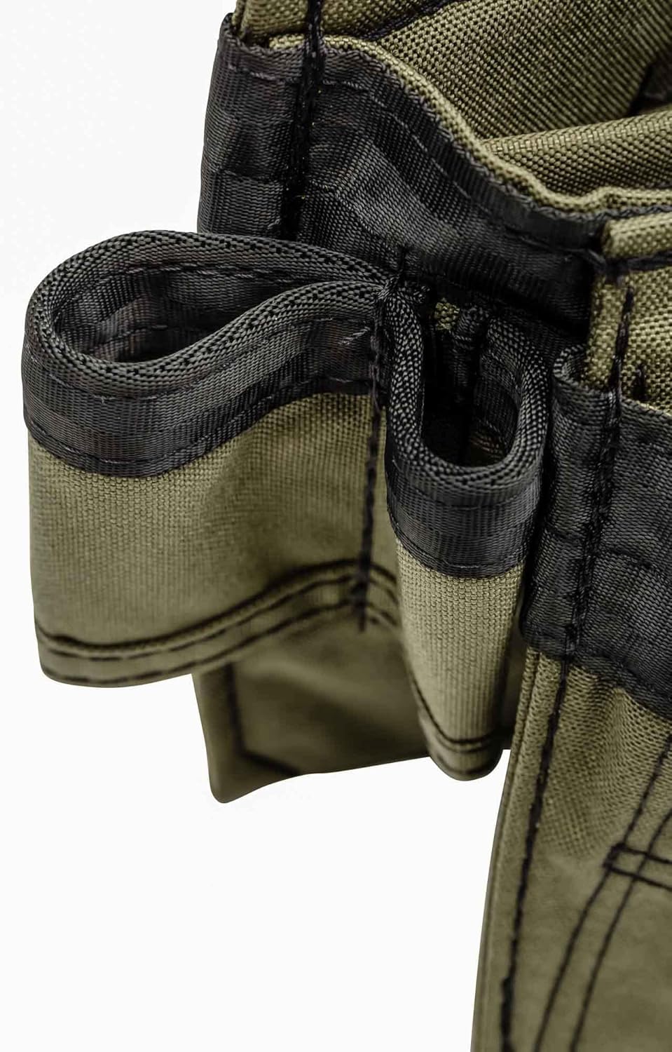 The Diamondback Miter Tool Pouch - Clip-On Tool Belt Pouch with 3 Pockets, 7 Slots, & 3 Loops- Lightweight - Durable Tool Pouch with Belt Clip 15.25"x10.25", 1 lb (Ranger Green) - Image 5