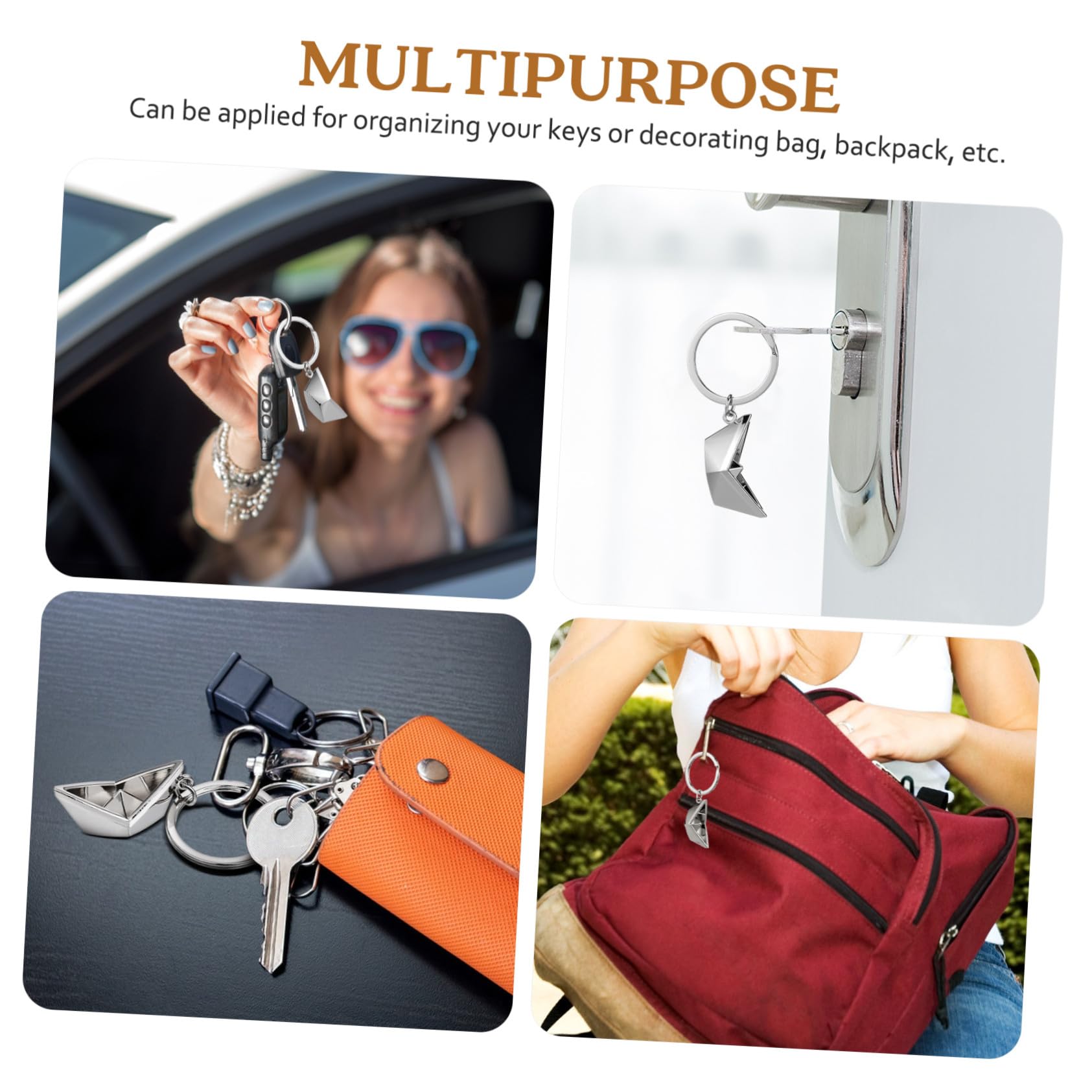 Portachiavi Barchetta Argento in Metallo 5 Pezzi, Piccolo Portachiavi Decorativo per Borsa e Zaino, Regalo Simpatico per Uomo e Donna, Accessorio Elegante e Originale