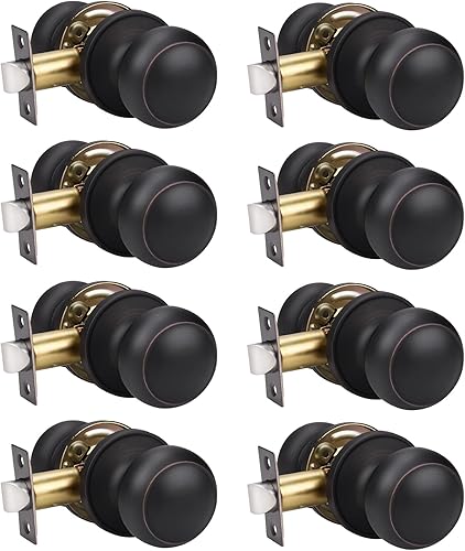 Miniatura 45 de KNOBWELL 8 Pack Black Door Knob for Hallway and Closet, Keyless Interior Passage Function, Round Non-Locking, Matte Black Handle