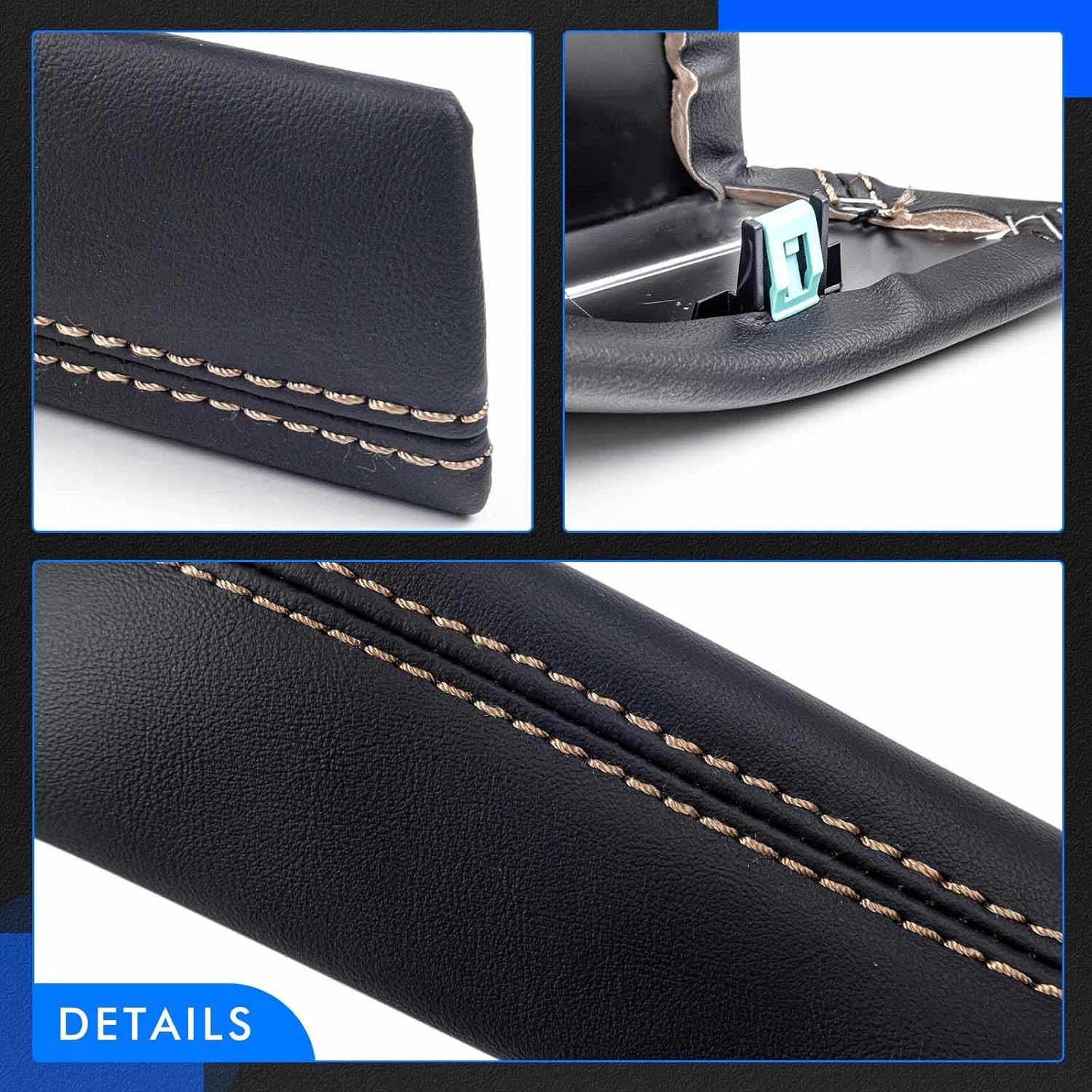 Front Floor Center Console Padded Black Leather Trim Panel Fit for Ford F250 F350 Super Duty 2023 2024 2025, Replace# PC3Z-2604609-CB PC3Z-2604608-CB PC3Z2604609CB PC3Z2604608CB