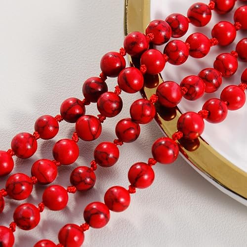 Miniatura 5 de Firstmeet - Collar con nudo de cuerda, de cuentas de cristal, largo, para mujer.