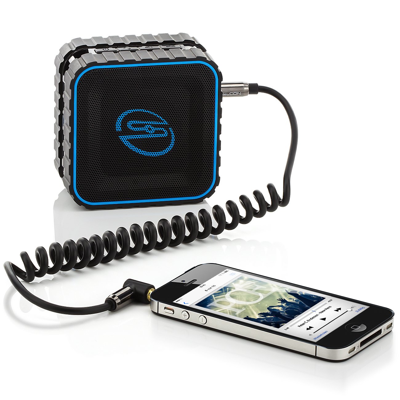 deleyCON 2m Kabel Audio Stereo AUX Spiralny - Jack 3,5 mm Wtyk na Jack 3,5 mm Pod Kątem 90° - Pozłacane Złącza - Kompatybilny z Odtwarzaczem MP3, Smartfonem, Tabletem, TV, Hi‑Fi