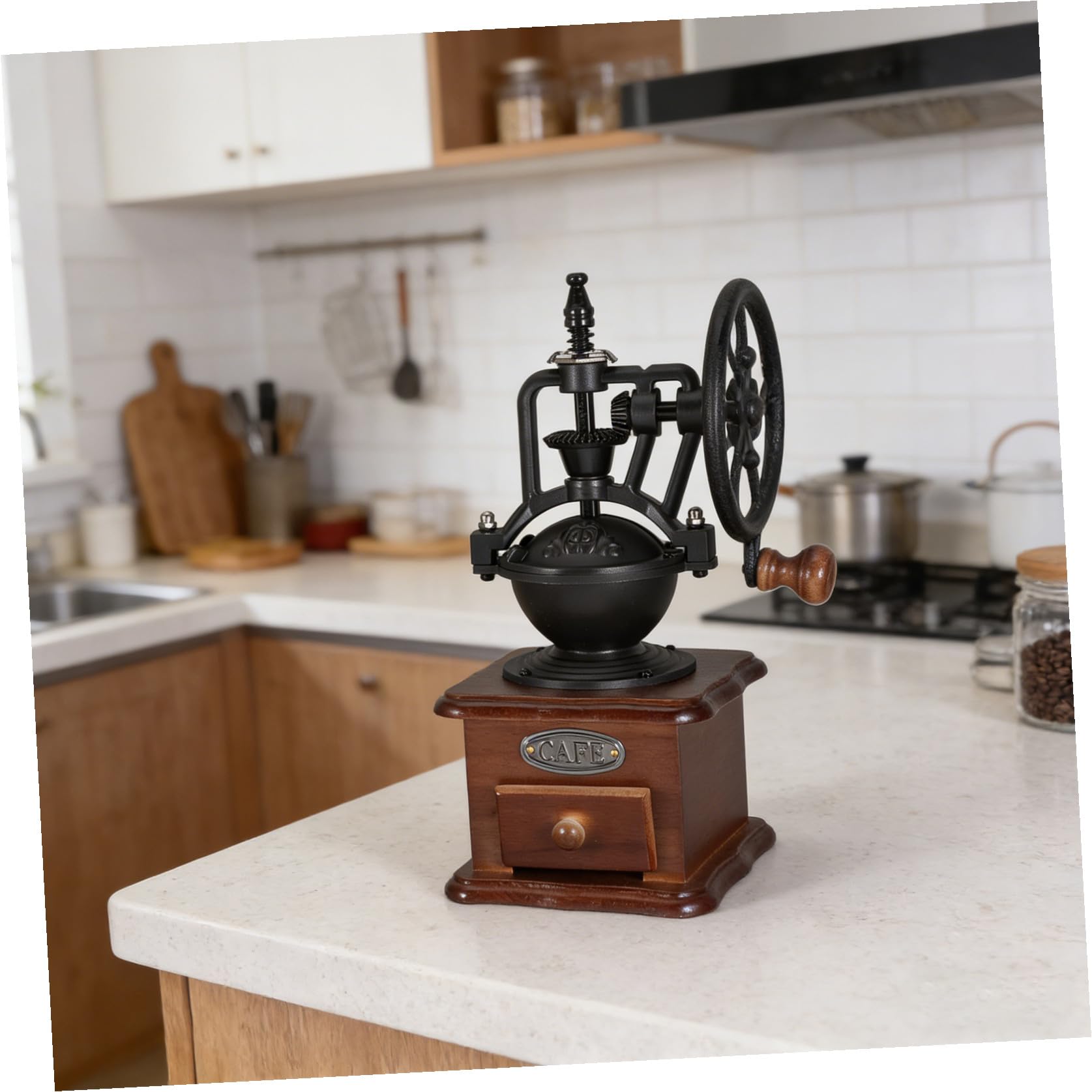 TOYANDONA Molinillo Manual de Café de Madera Vintage con Manivela Compacto y Portátil Molinillo para Granos Moler Café para Espresso y Uso Cocina