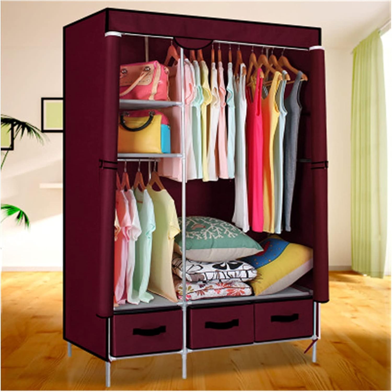 Closet Non- Woven Fabrics Wardrobe Fabric Closet Portable Folding Dust- Proof Waterproof Storage Cabinet Bedroom Home Furniture Wardrobe Closet (Color : 3 90x45x170cm) (8 112x45x170cm)