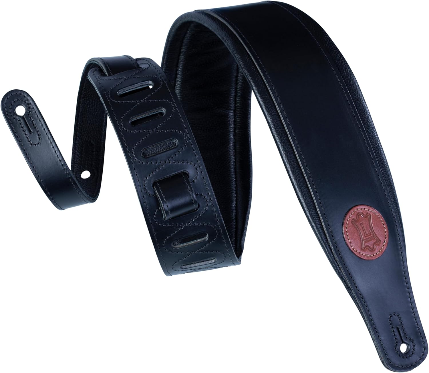 Levy's Leathers Signature Legacy Series 3" Veg-Tan Leather Guitar Strap, Black (MSS1-BLK)