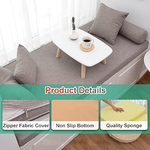 Miniatura 5 de Cojín de banco personalizado con forma trapezoidal en ángulo, para asiento de ventana de bahía, espuma para interiores y exteriores, diseño inferior