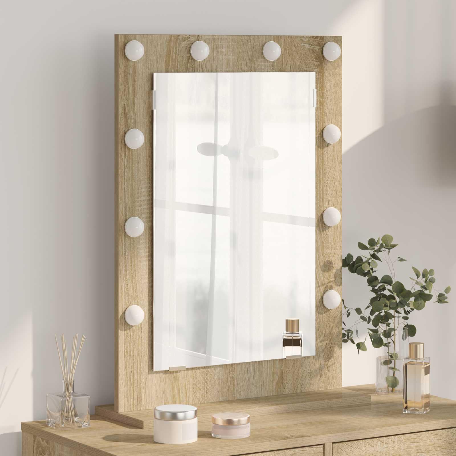 Espejo de tocador con luz blanca cálida, funciona con USB, ideal para cuarto de baño, dormitorio, pasillo y vestidor