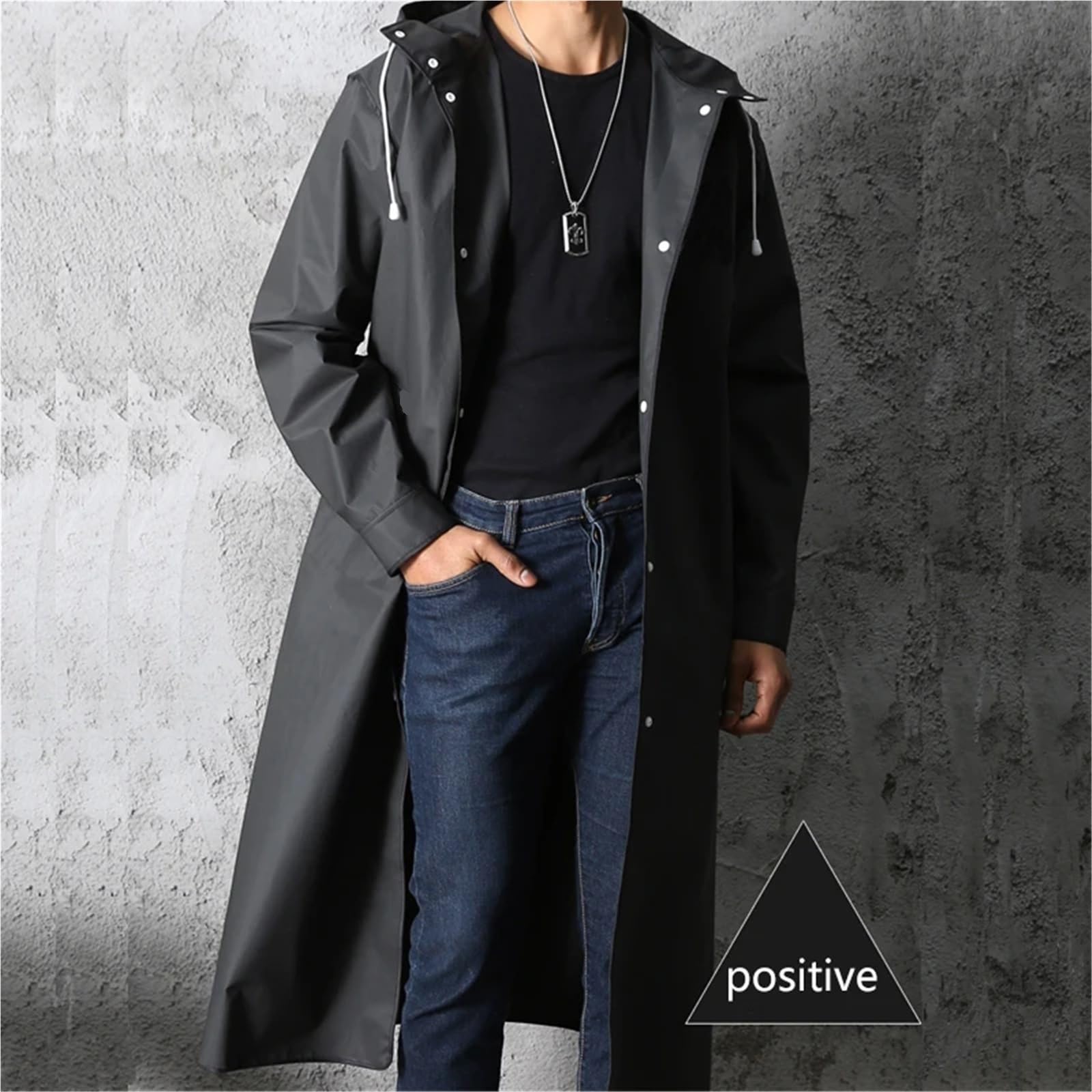 Chubasquero Negro for Adultos, Impermeable, Largo, for Mujer y Hombre, con Capucha, for Actividades al Aire Libre, Senderismo, Viajes, Pesca Escalada, Grueso para Actividades al Aire Libre