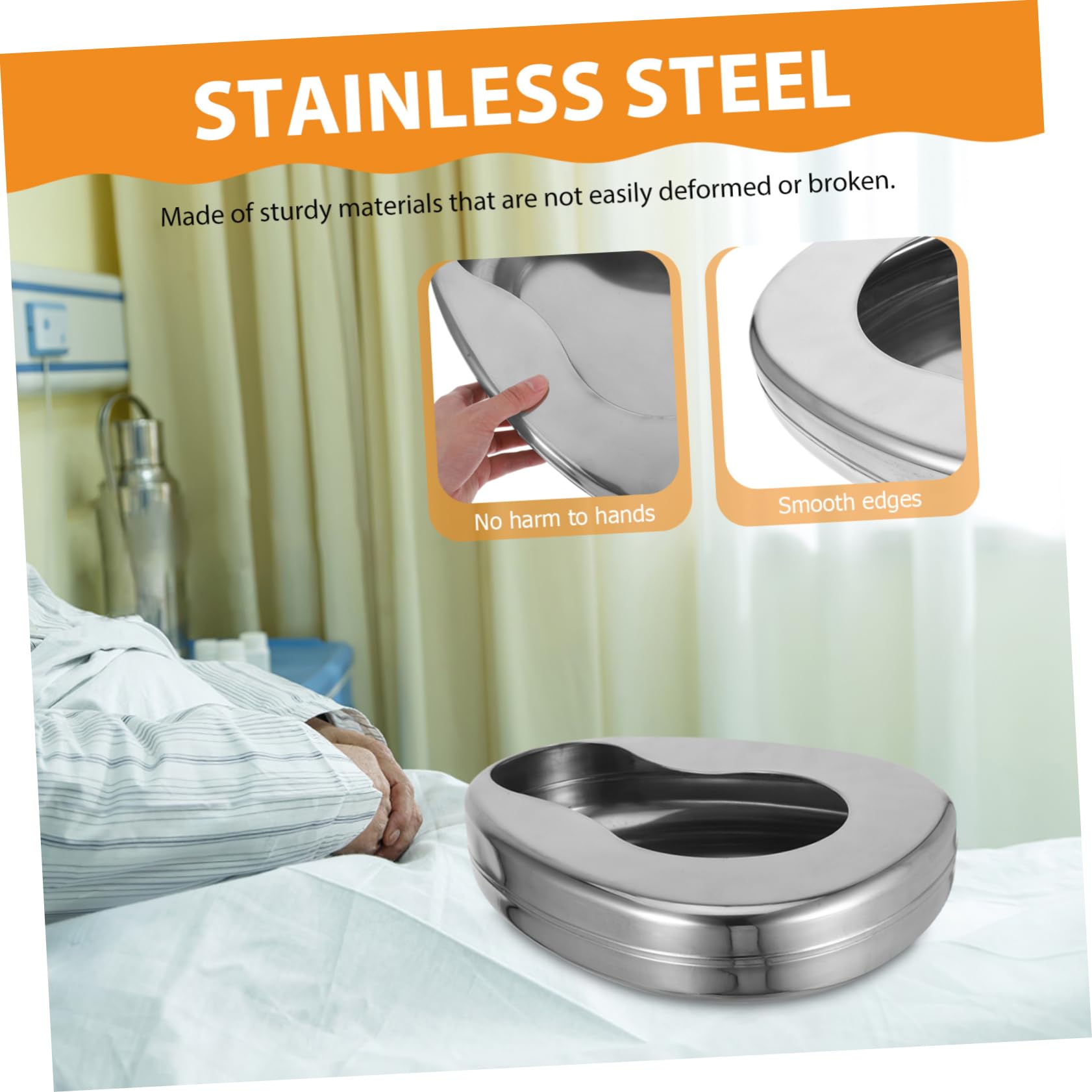 VALICLUD Padella da Letto in Acciaio Inossidabile, Portable Folding Toilet per Anziani, Uomini e Donne, Uso Ospedale e Casa, Design Ergonomico