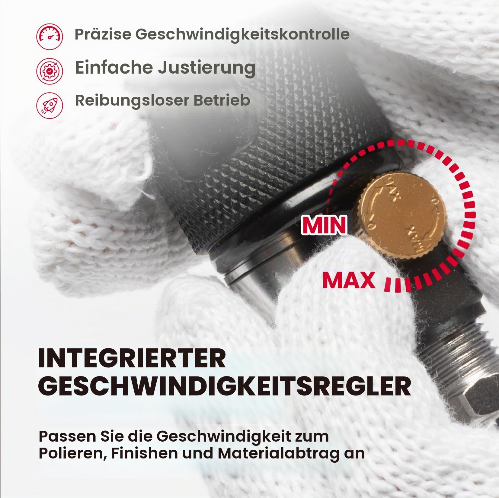 Mini Druckluft-Exzenterschleifer Set mit 2" (50 mm) und 3" (75 mm) Schleiftellern, Kompakter Pneumatischer Schleifer mit 24 Grünen Schleifscheiben, Ideal für Auto, Holz und Metall