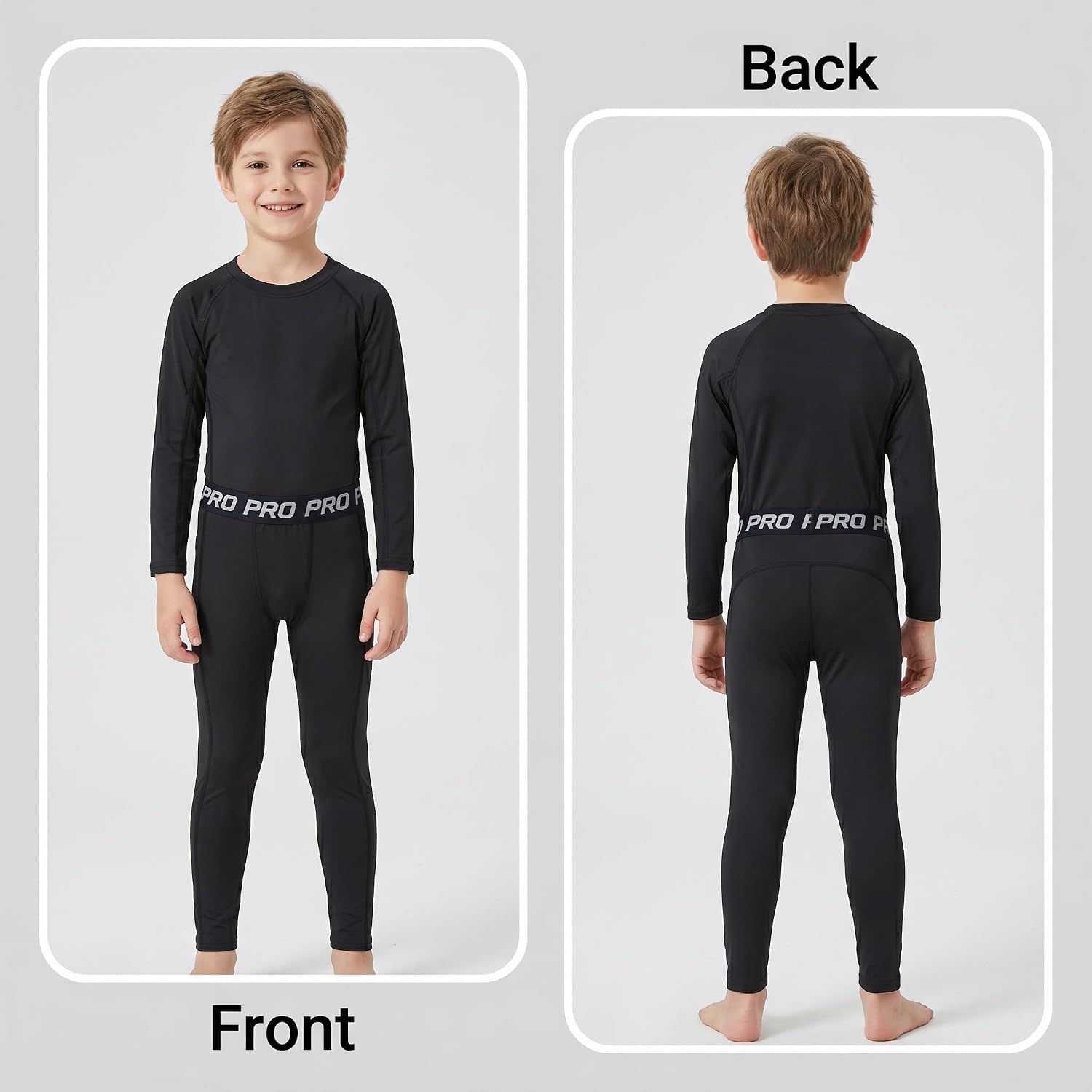 LANBAOSI Youth Boys Long Sleeve Compression Set Thermal Base Layer