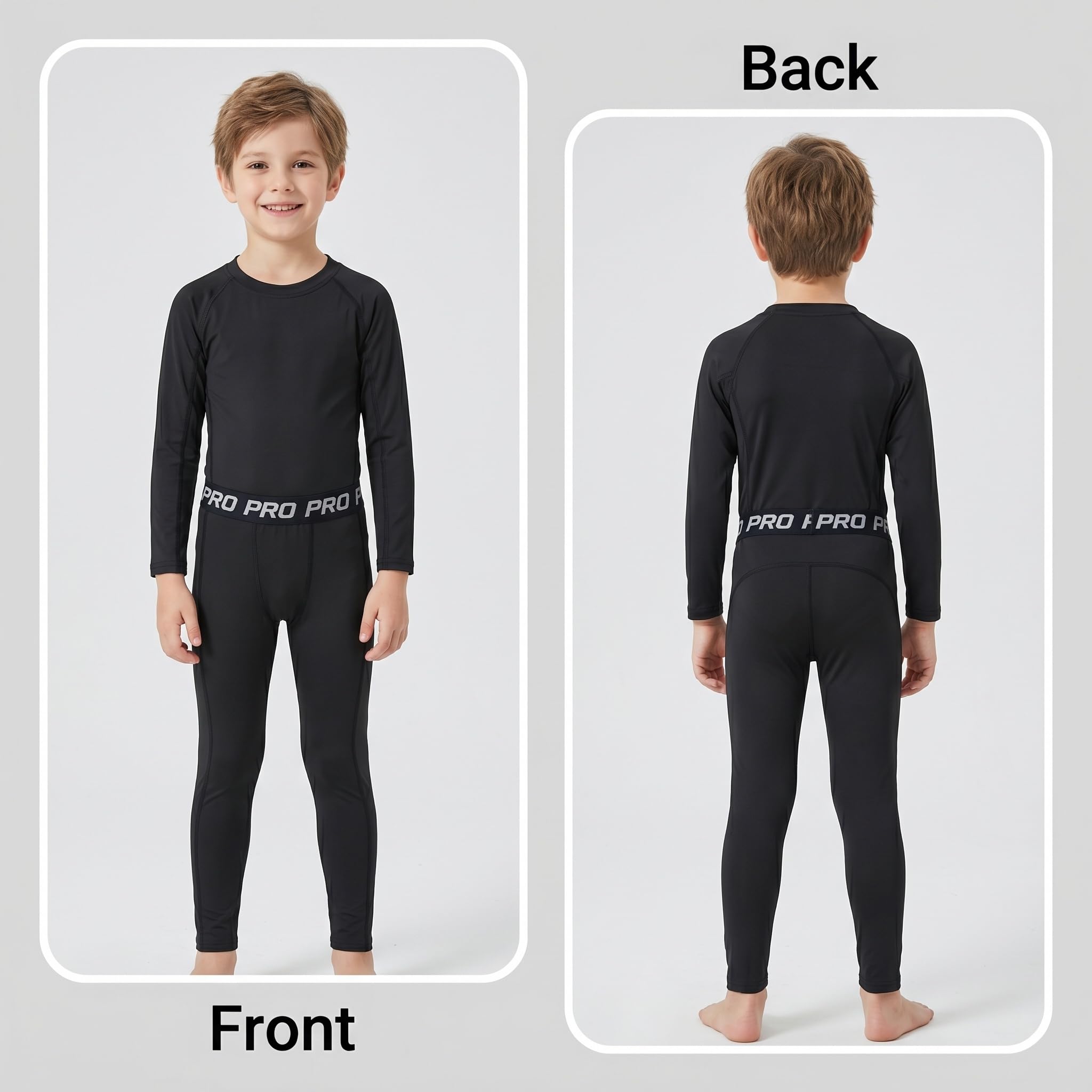 LANBAOSI Maillot de compression à manches longues pour garçon - Leggings thermiques de football - Sous-vêtement athlétique