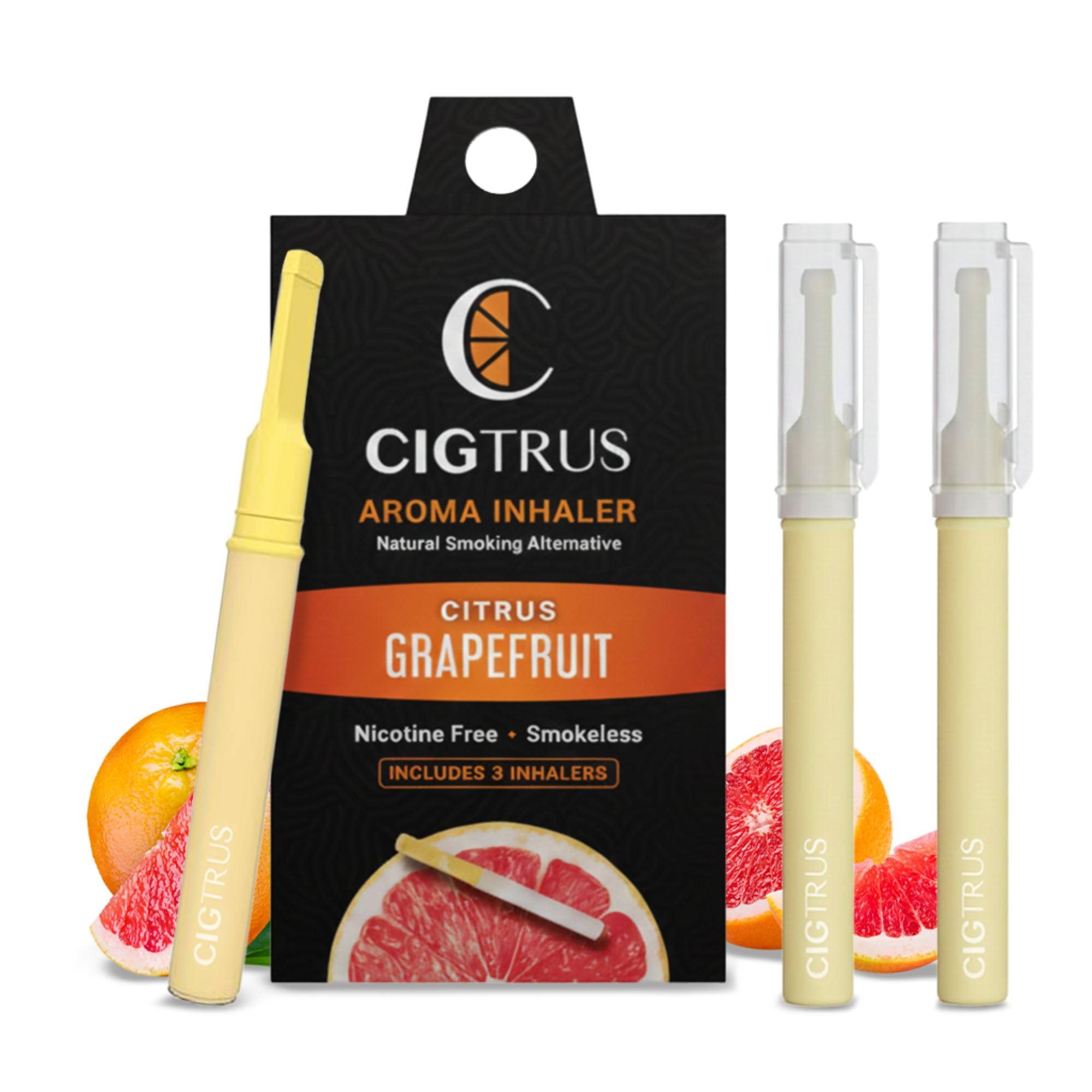 Natural Nicotine Free & Tobacco Free Alternative (Assorted Flavors) - Non-Electric Craving Relief and Quitting Smoking Aid by Cigtrus -3-Pack Grapefruit