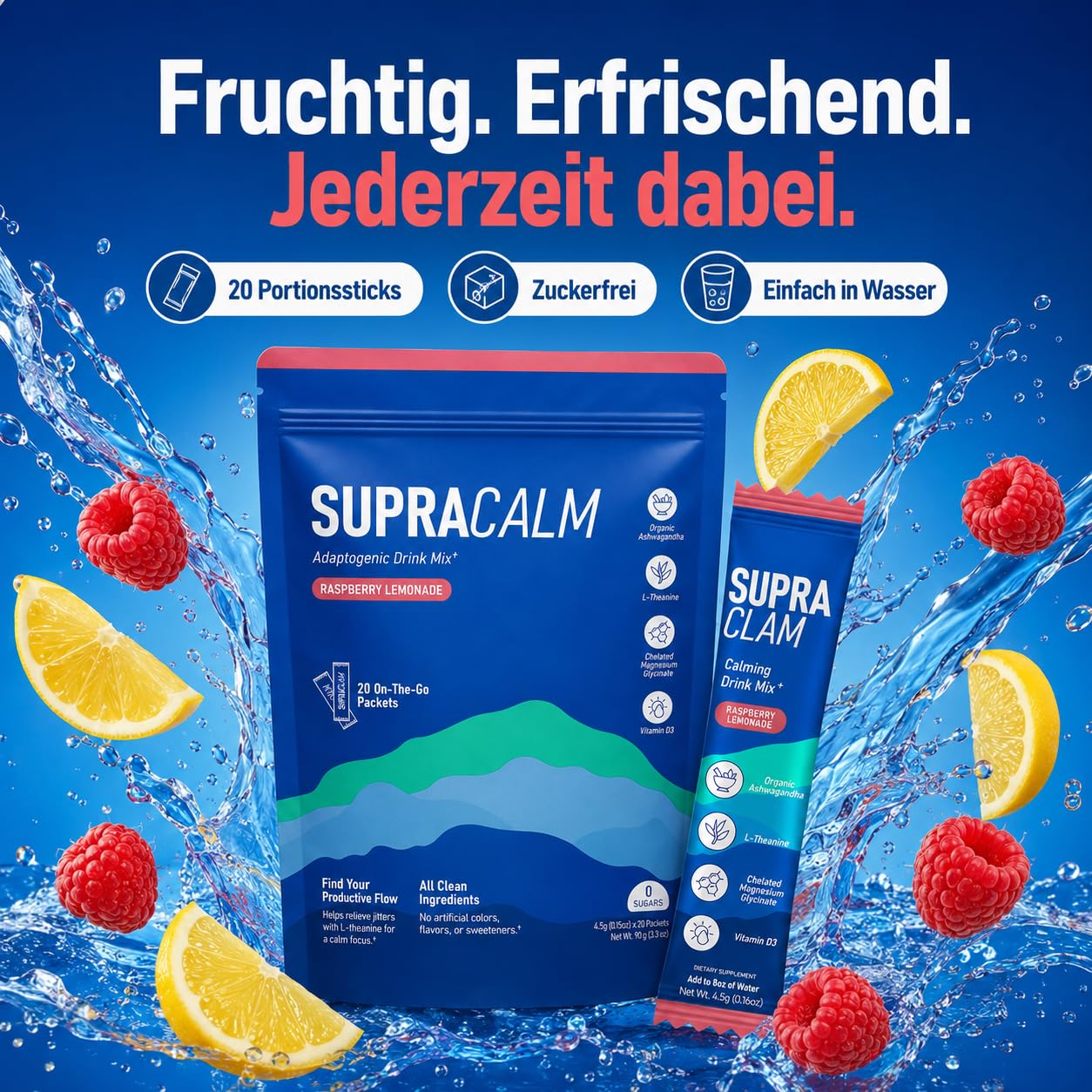 Jello Cortisol Cocktail Pulver – 20 Stück, Cortisol senken Pulver zum Abnehmen, Supercalm Formel für Stressreduktion, bessere Konzentration & erholsamen Schlaf